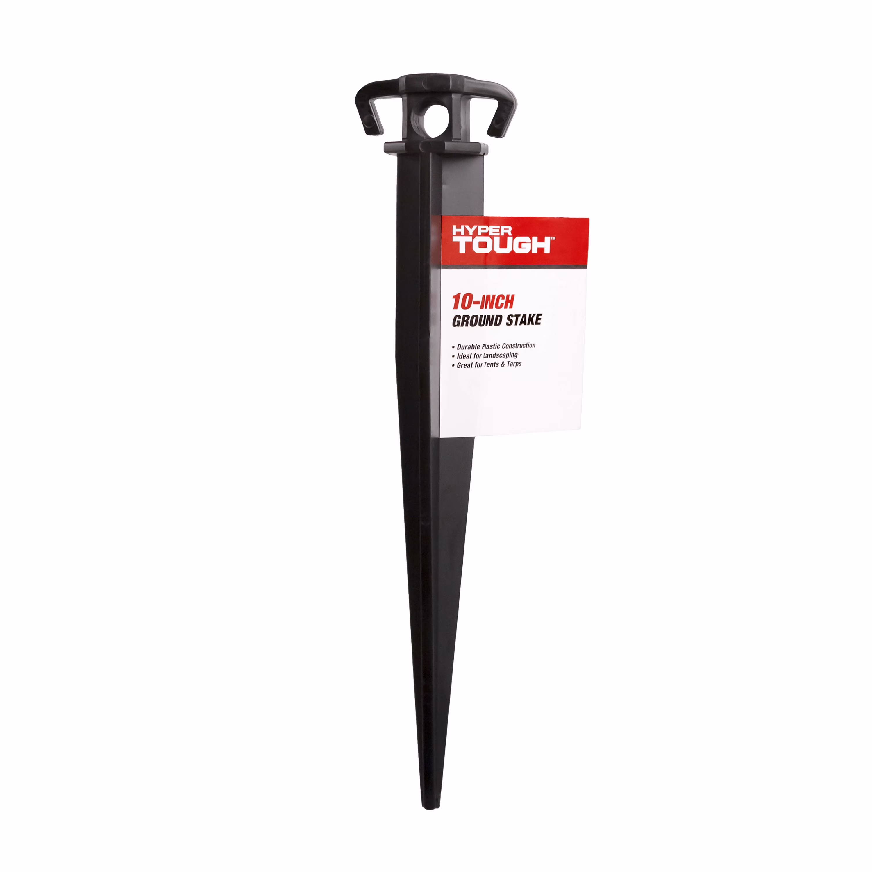 Hyper Tough Item# GS10-10HT, Plastic Ground Garden and Tent Stake, Black 10" Length, 1 Each