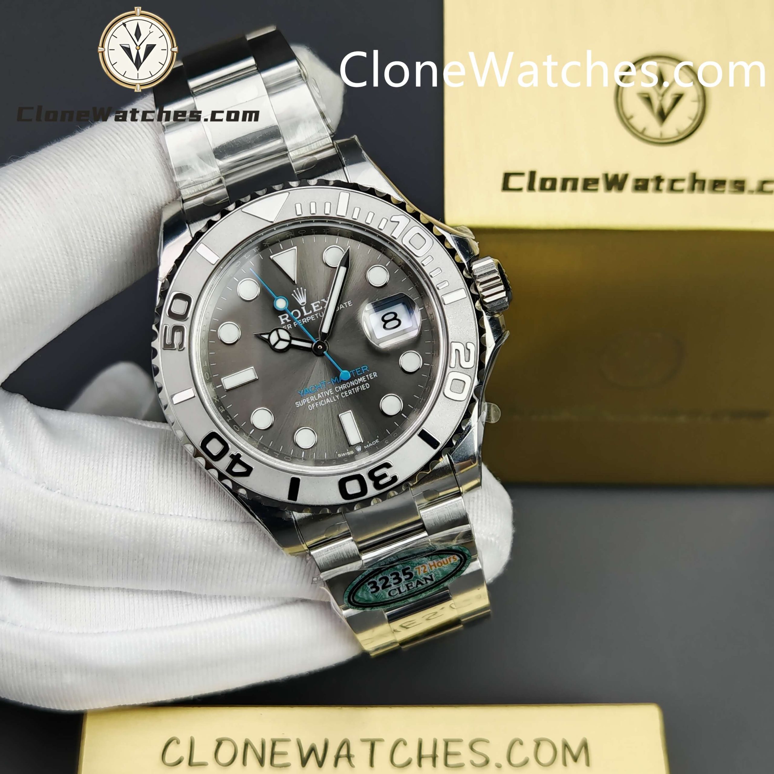 Rolex Super Clone Watches 1:1 Yacht Master Rhodium White Dial M126622-0001 3235 Movement