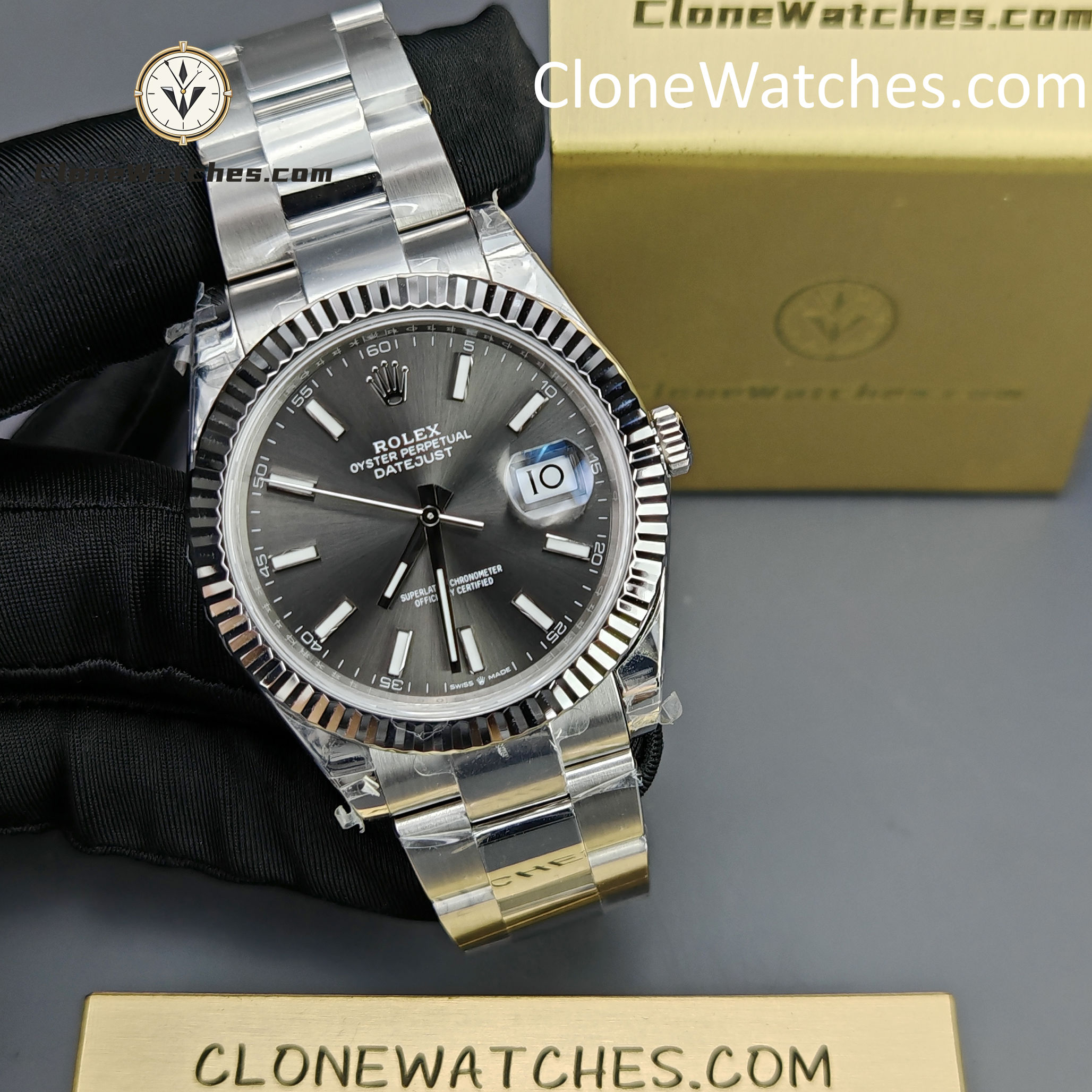 Rolex Super Clone Watches 1:1 DateJust Gray Dial m126334-0013 Oyster 41MM 3235 Movement