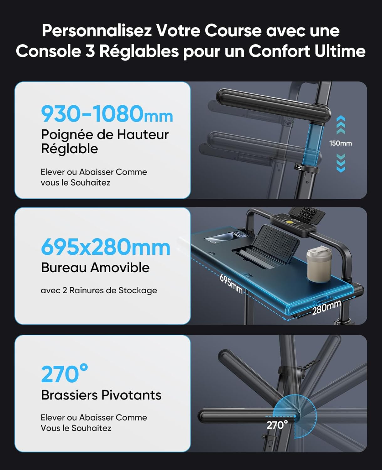 Tapis course pliable inclinable 12 pour marche et course 12 km h 3 HP charge 150 kg