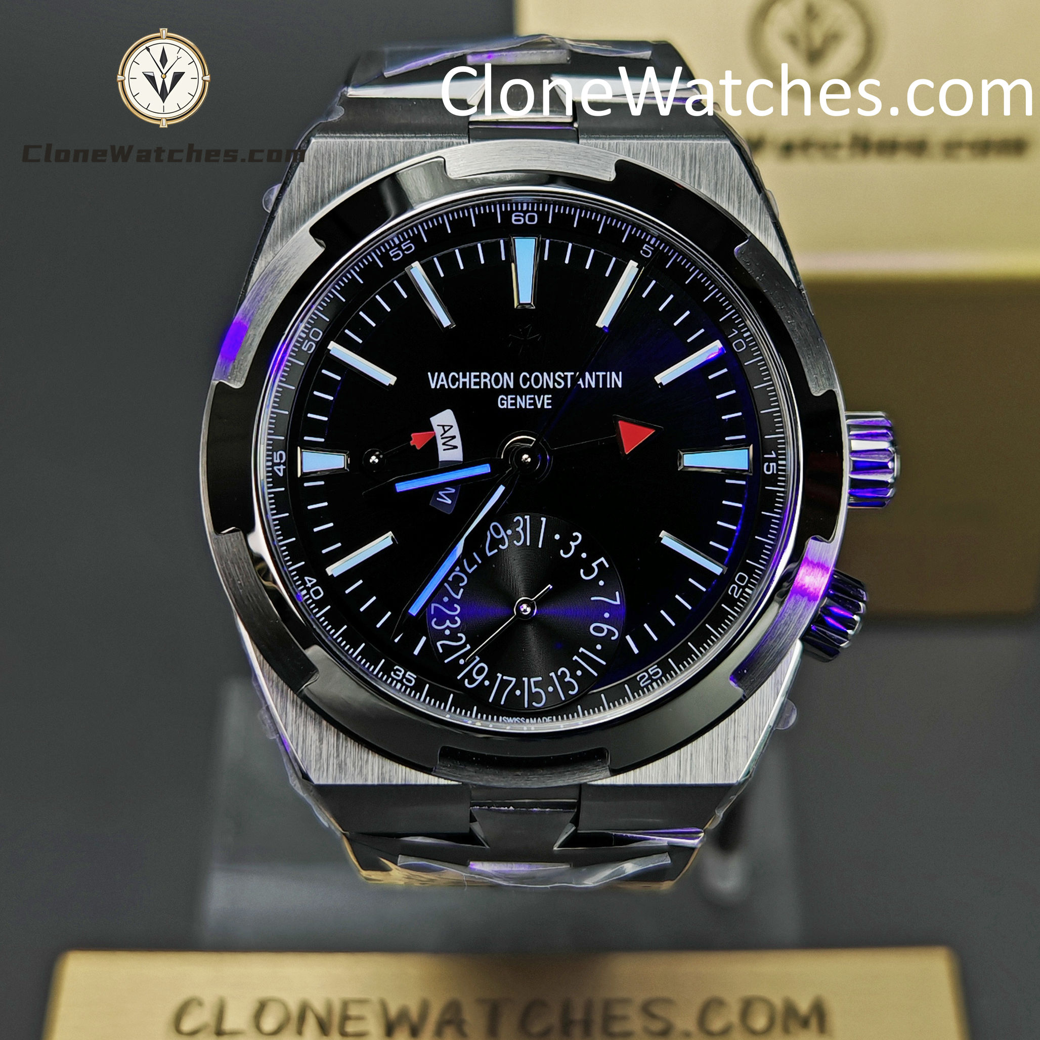 Vacheron Constantin Super Clone Watches 1:1 Overseas Dual Time 7920V/210A-B546 Black Dial
