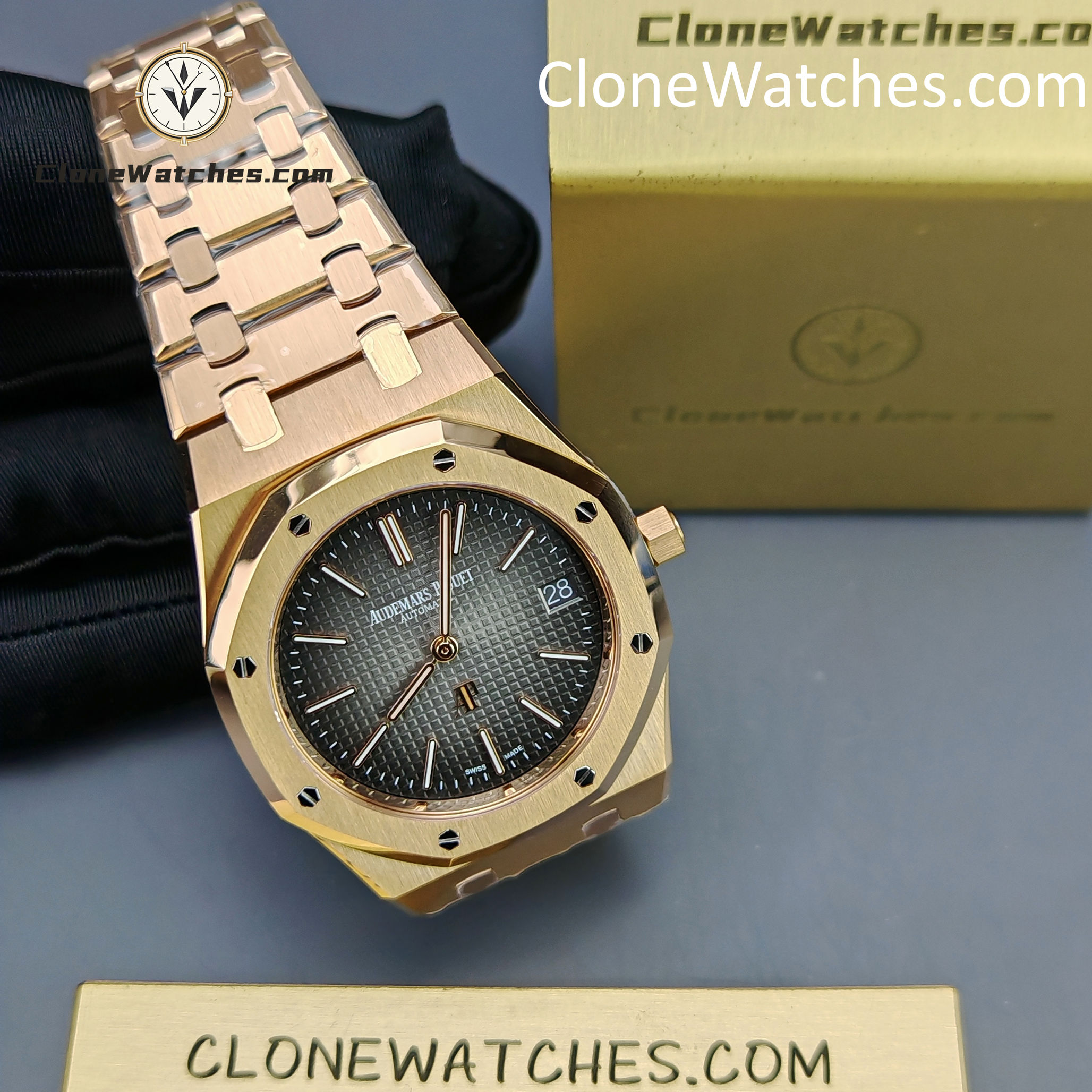 Audemars Piguet Super Clone Watches 1:1 Royal Oak”Jumbo” Extra-Thin “50th Anniversary” 16202 Smoked Grey Dial 39MM