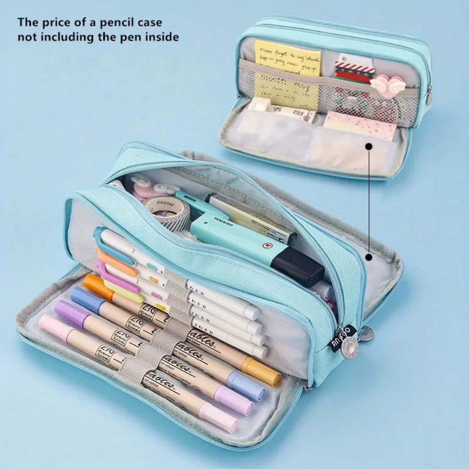PALIFEUR Pencil Case Large Capacity Pencil Pouch, Multi-layer Aesthetic Pen Bag, Sturdy Multifunctional Pencil Bag, Pencil Box, Sky Blue