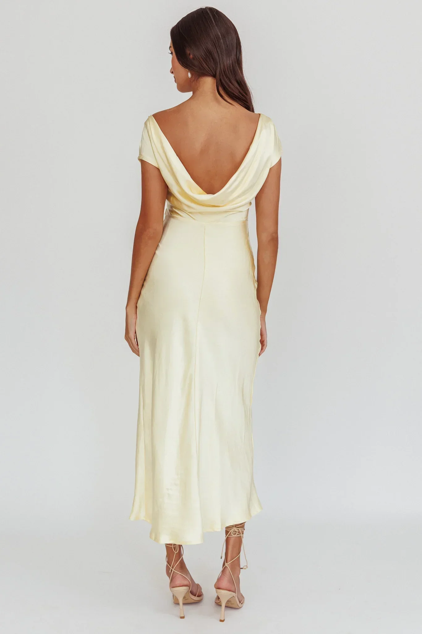 Loveland Cap Sleeve Cowl Back Midi Dress Butter