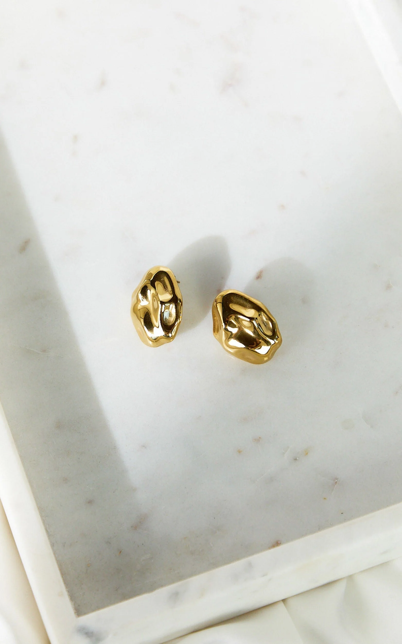 Celia Earrings - Oval Textured Earrings in Gold