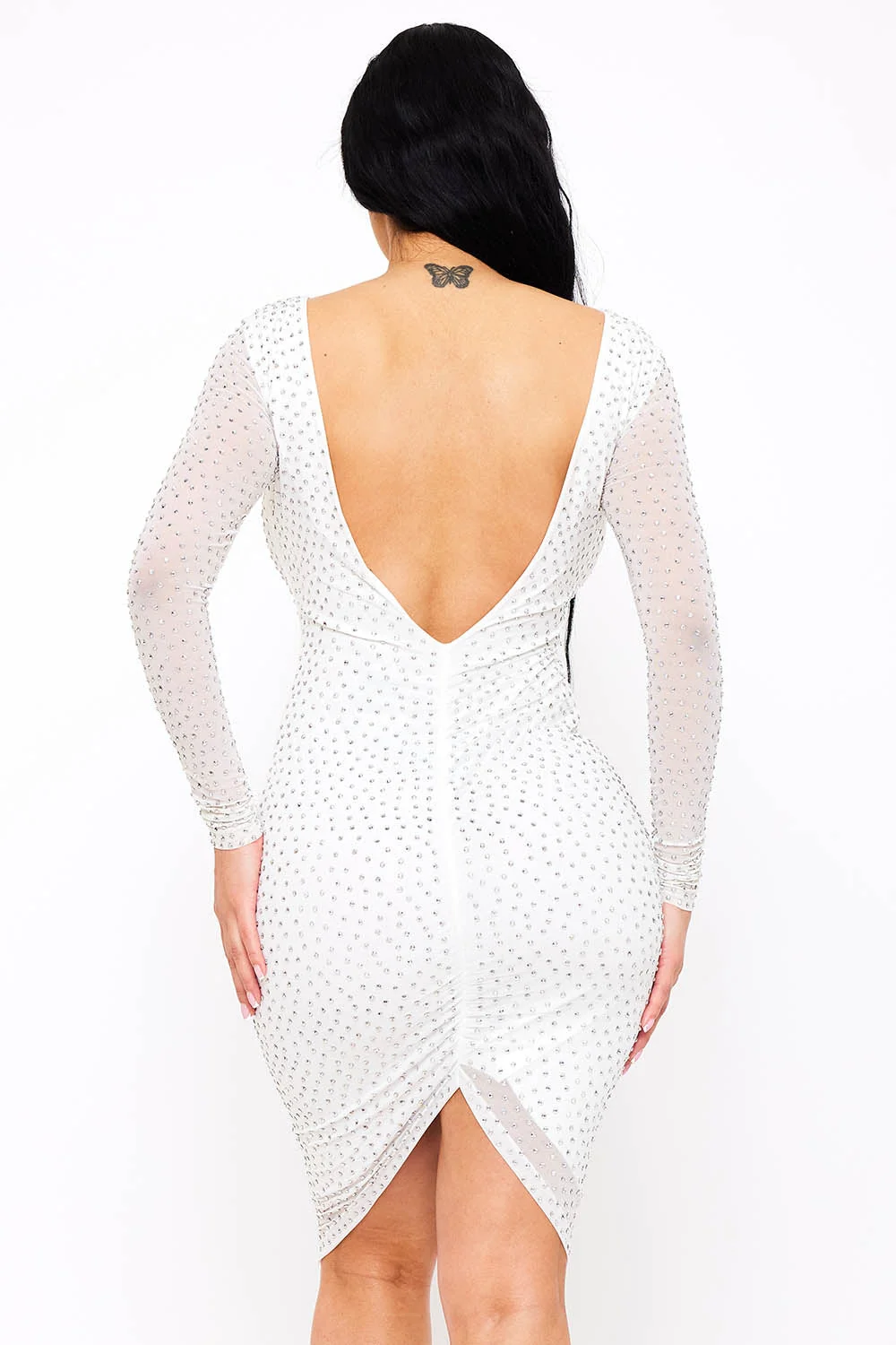 Symphony Dress - Translucent Rhinestone Midi Dress