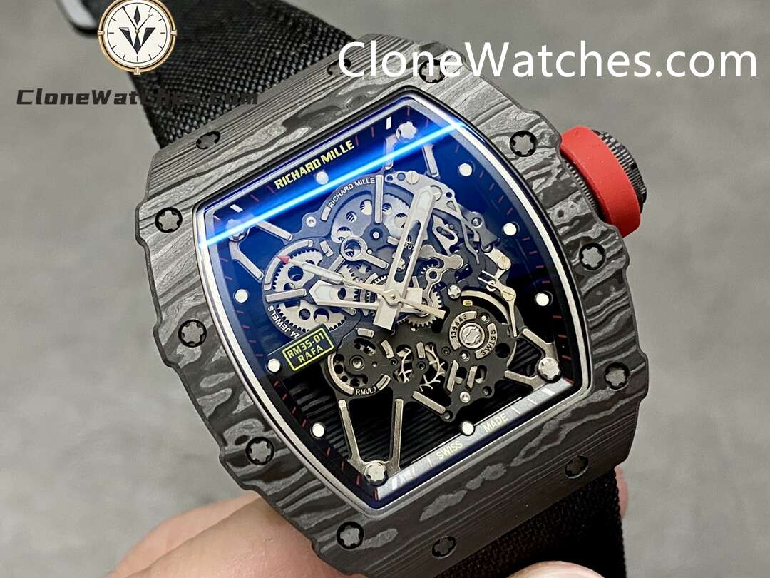 Richard Mille Super Clone Watches 1:1 RM 035 – 01 Carbon Tourbillon Black Strap