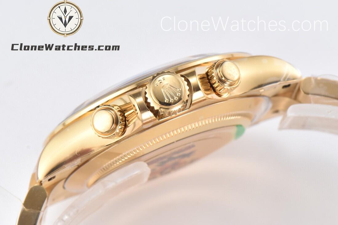 Rolex Super Clone Watches 1:1 Daytona 18K Gold Black Diamond Dial M116508-0016 4130 Movement