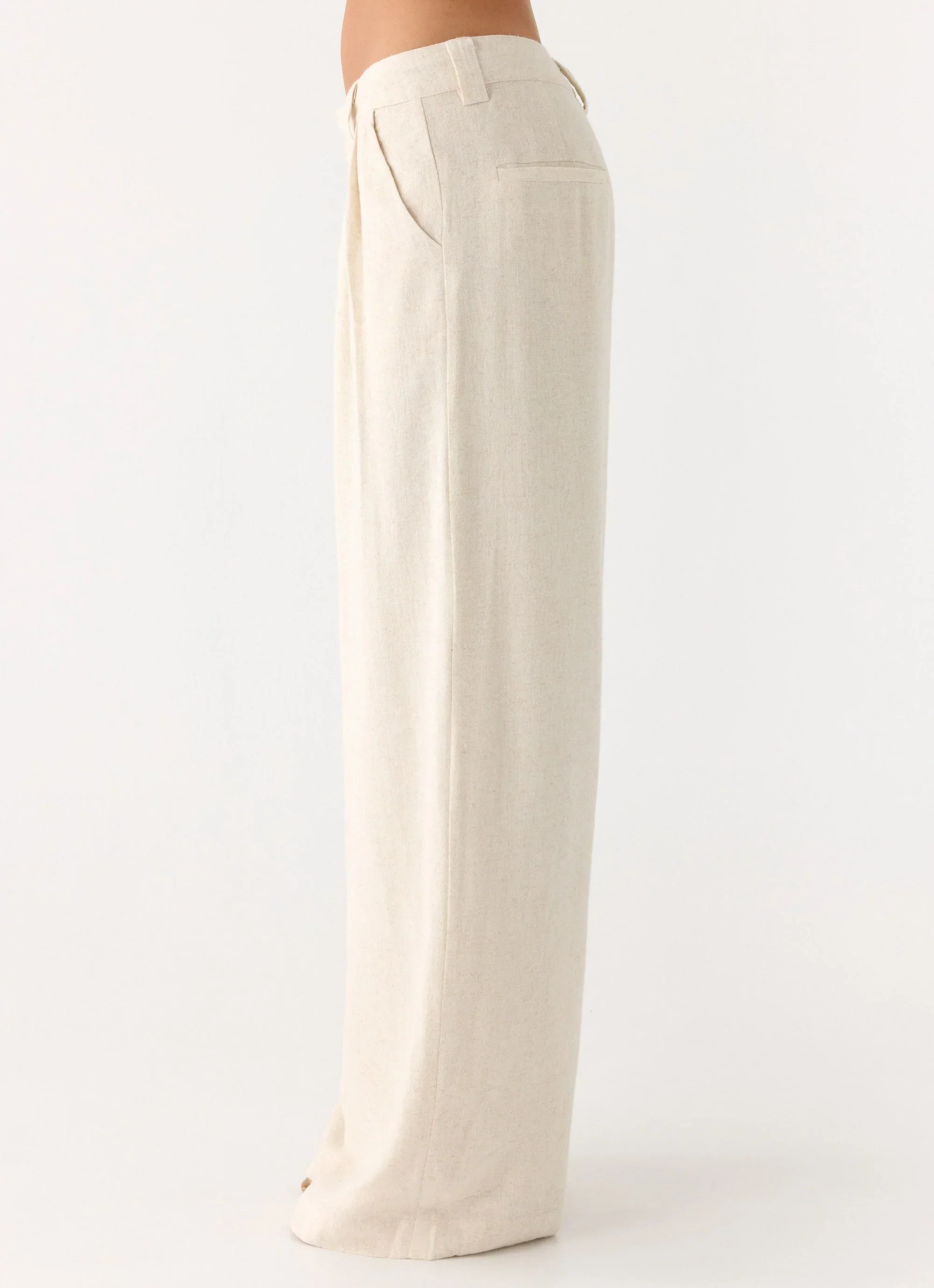 Delong Low Rise Linen Pants - Oatmeal