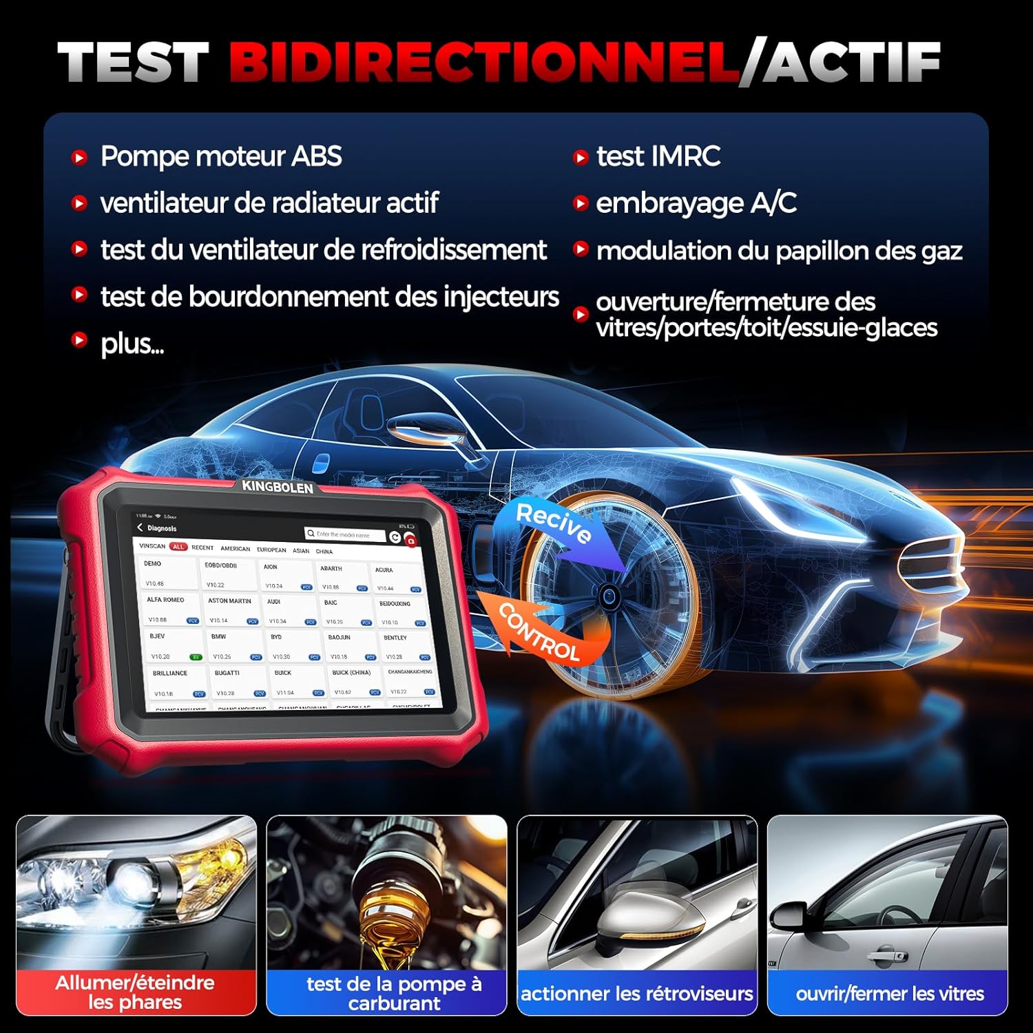 Valise diagnostic auto K8 Pro OBD2 systèmes complets 42 réinitialisations contrôle bidirectionnel CANFD DOIP