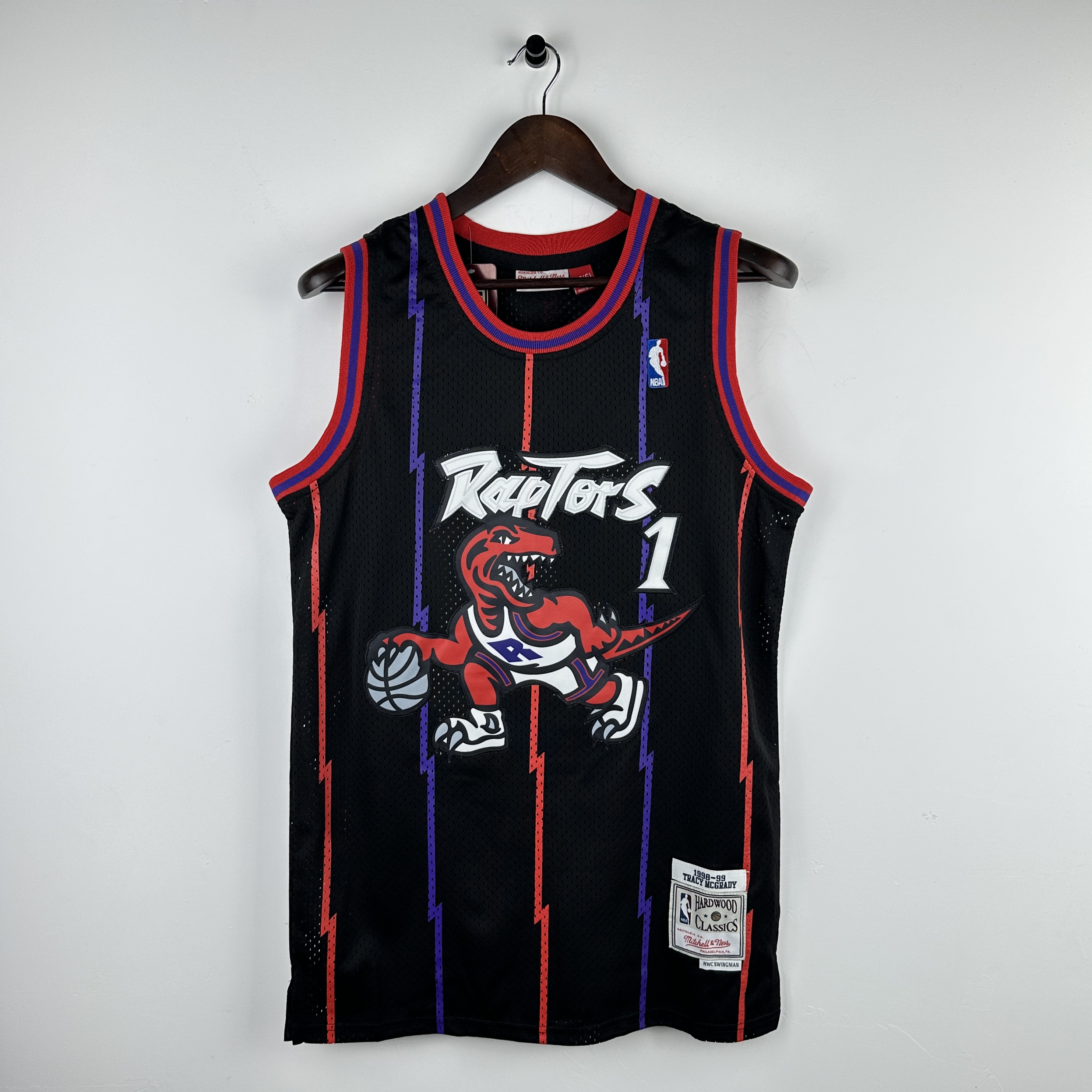 Embroidered MN Retro Jersey Raptors 98/99 Season Black No. 1 Tracy McGrady