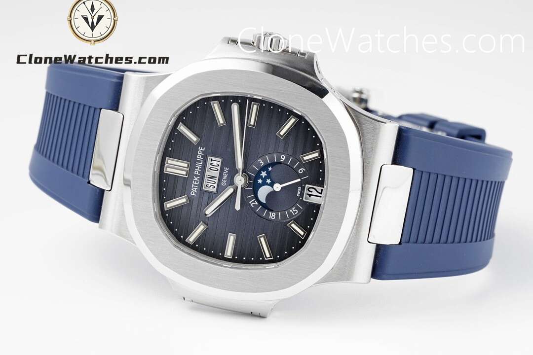 Patek Philippe Super Clone Watches 1:1 Nautilus 5726 Blue Dial Blue Rubber Strap