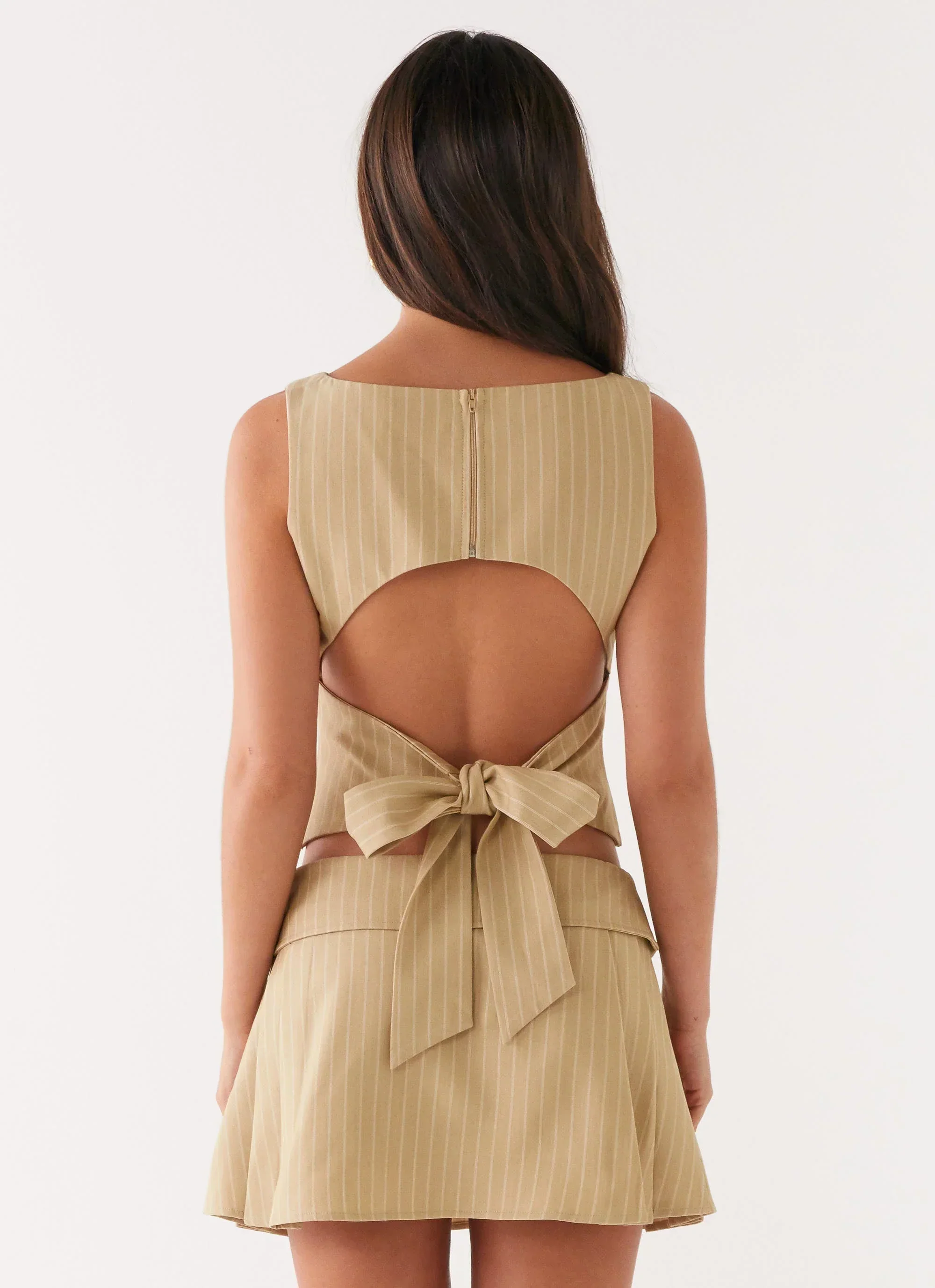 Miki Mini Skirt - Beige Stripe