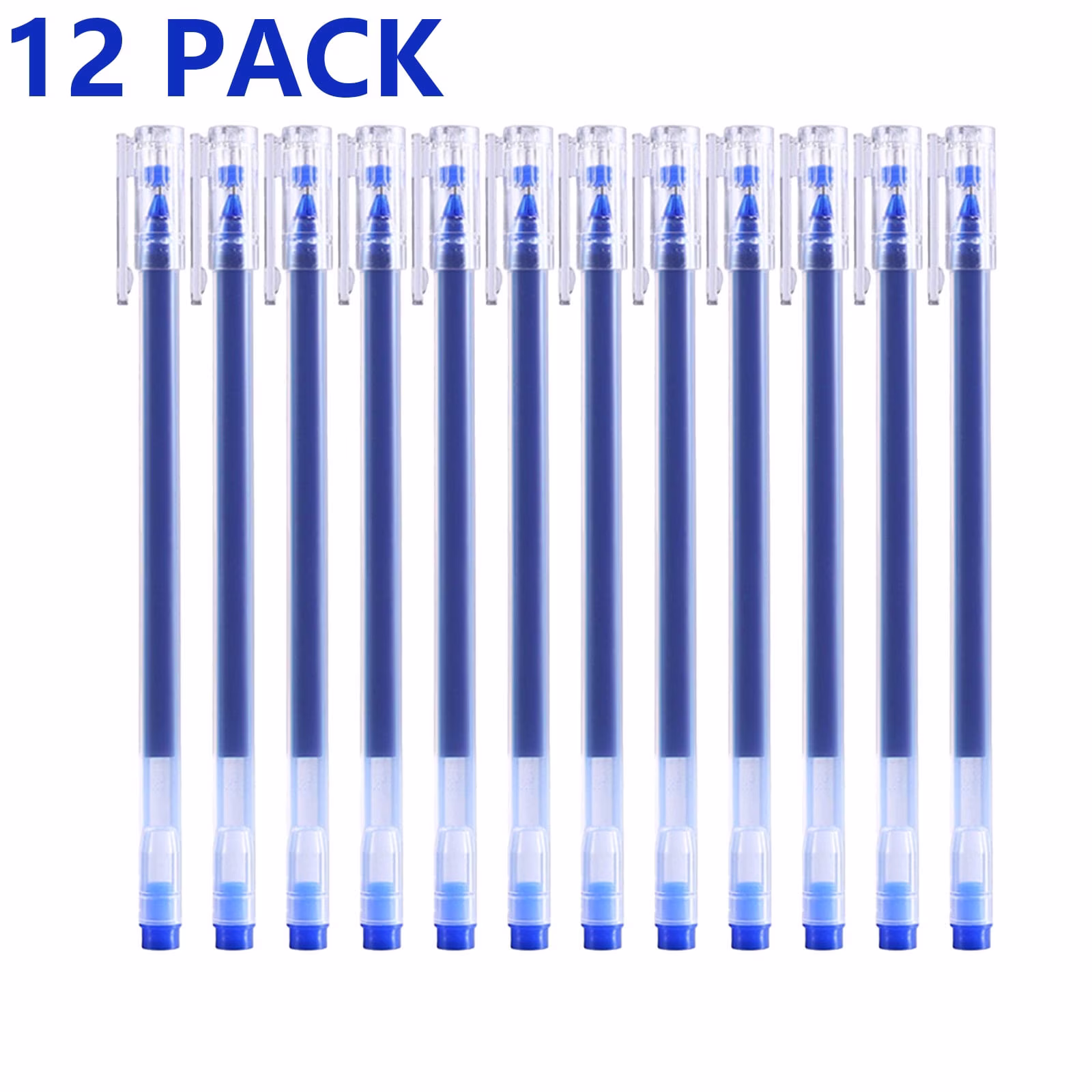 12 Pack Gel Pens, Medium Point (0.5mm), Quick Dry Blue Gel Ink Pens for Home, Office, Journaling, Writing, Note-Taking, Teacher Supplies