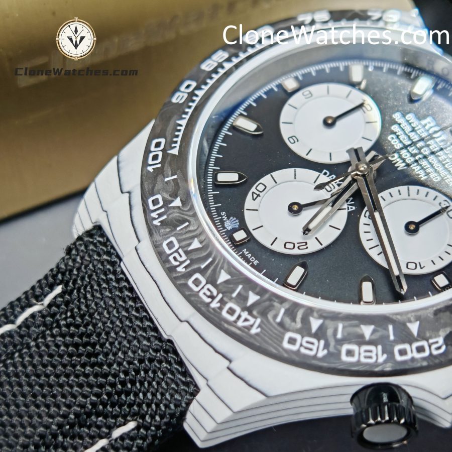Modified Super Clone Watches 1:1 DiW Rolex Daytona In White Quartz Fiber “IRBIS V2”