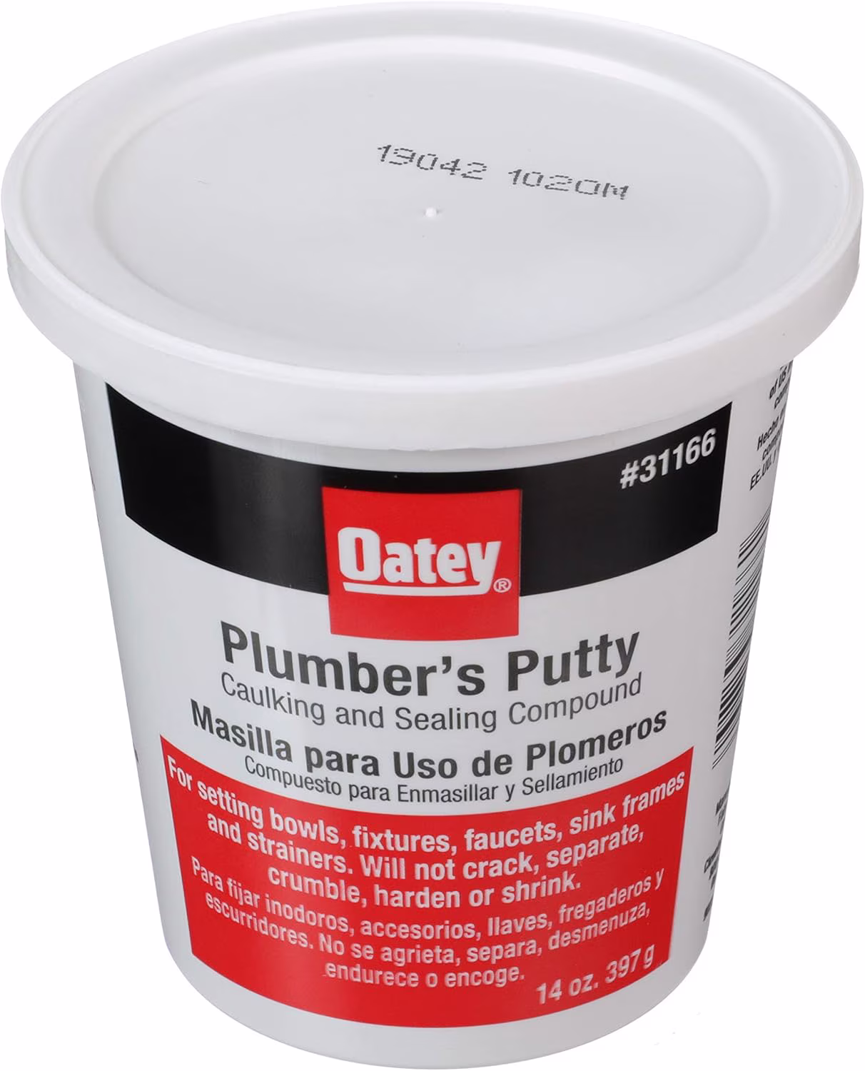 Oatey Plumber's Putty Sealing Compound for Frames and Faucets, 14 oz. Container, Off-White