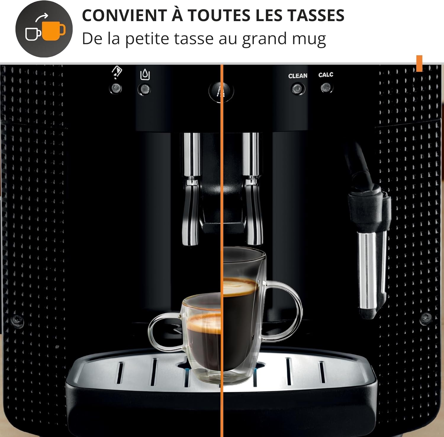 Machine café grains expresso 2 tasses nettoyage auto buse vapeur cappuccino Essential noire YY8125FD