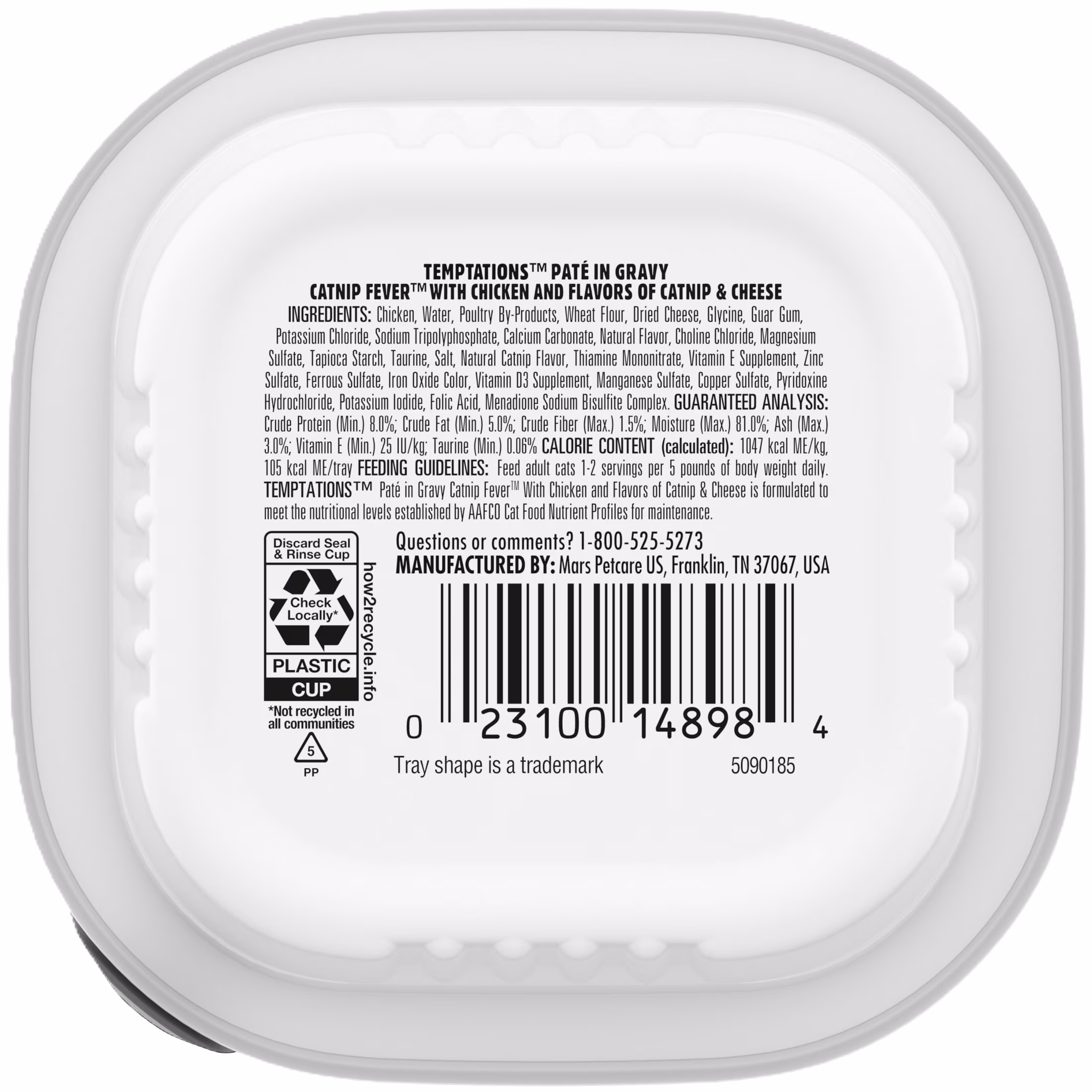 Temptations Pate in Gravy Catnip Fever Flavor Wet Cat Food for Adult Cats, 3.5 oz Tray