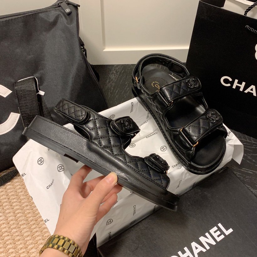 Chanel Velcro Slide Sandals Slippers Slide