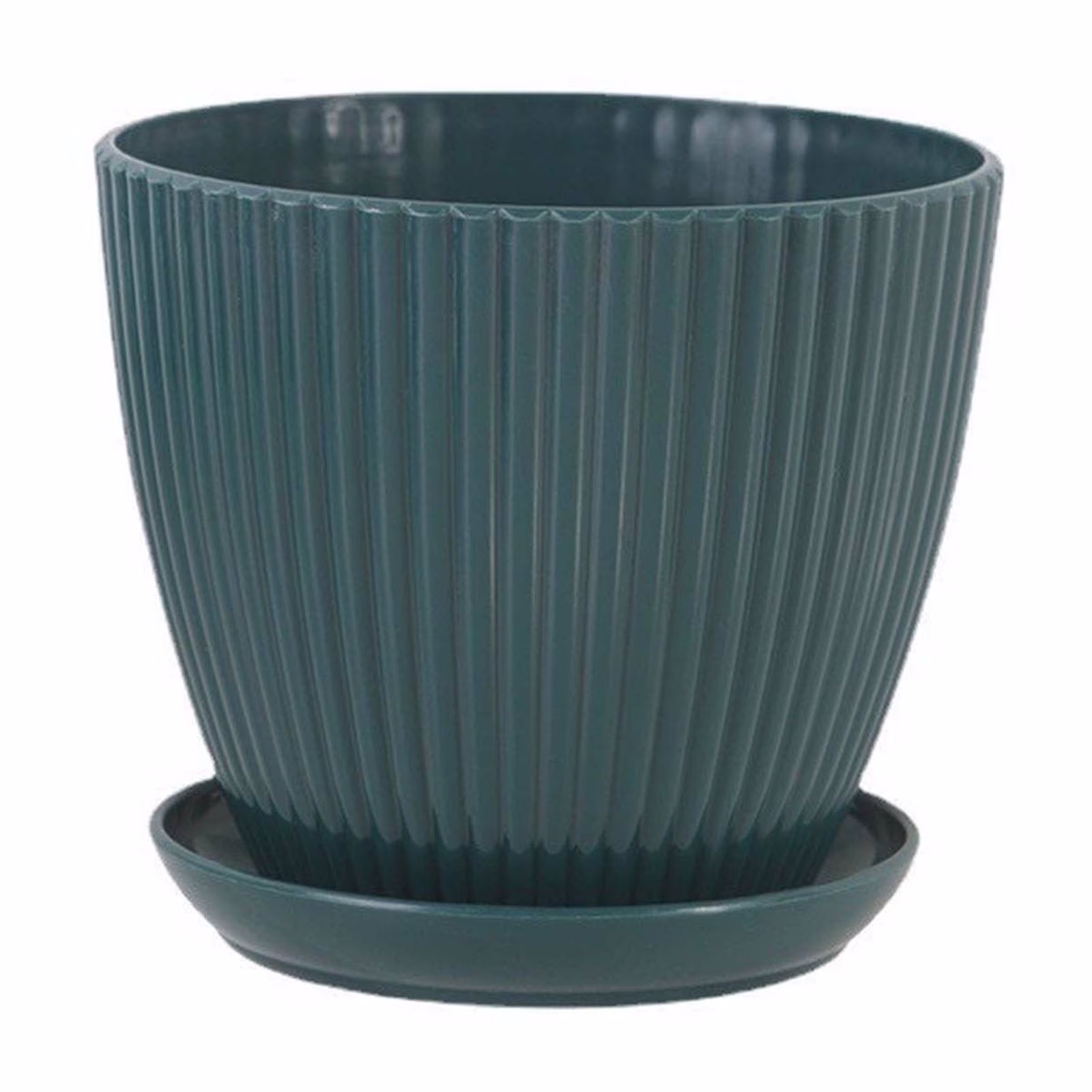 Clearance! Flower Pots Indoor Thicken Planter with Hole and Tray for All House Plants Reliable Plastic Ripple Pattern Flowerpot for Home Garden Houseware,Dark Green Diameter 3.5"