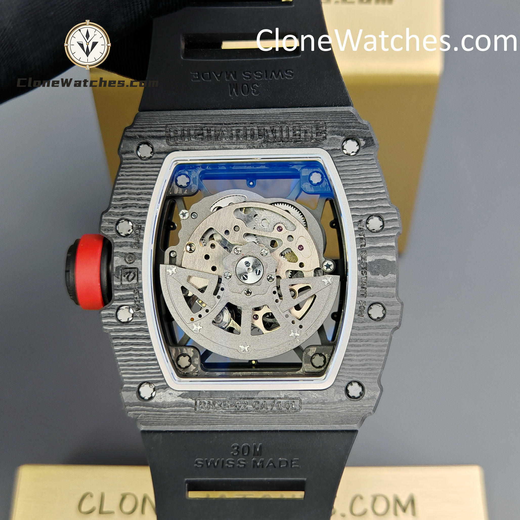 Richard Mille Super Clone Watches 1:1 RM 035 – 02 NTPT Carbon Fiber Black Rubber Strap