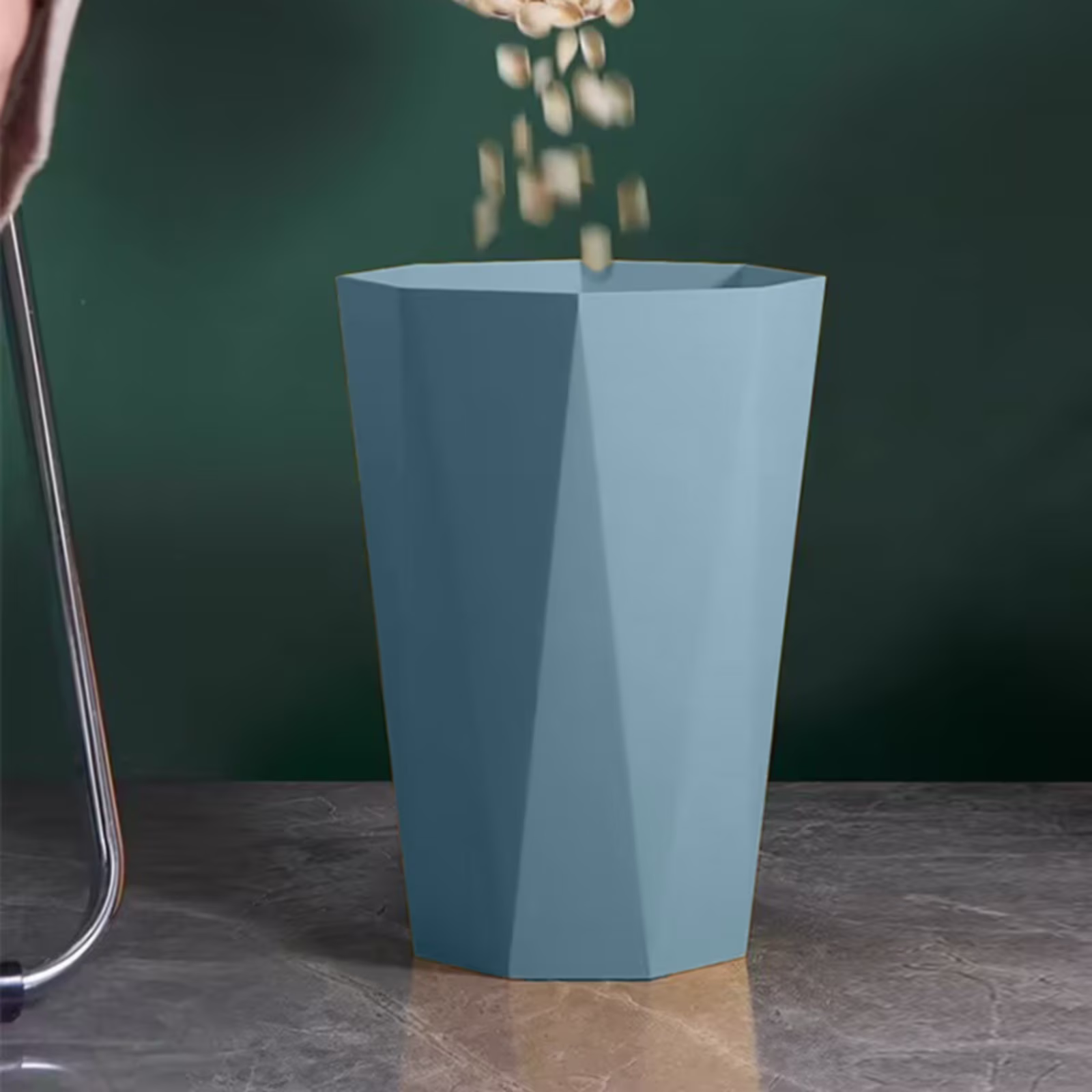 Bathroom Trash Can Small Waste Basket Plastic Diamond Shape 8.26*9.44*5.70inchBlue One Size