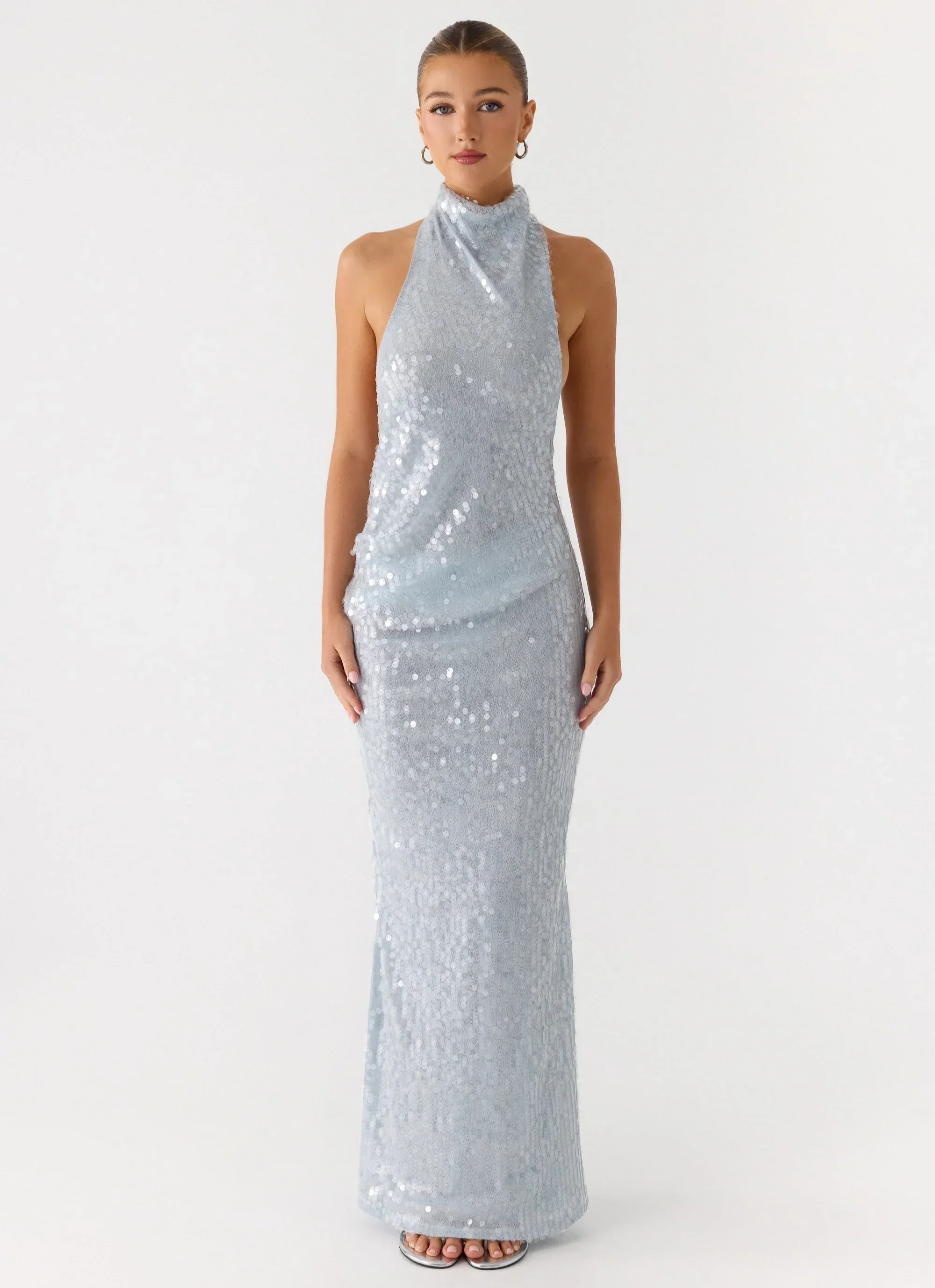 Kaida Sequin Maxi Dress - Misty Blue