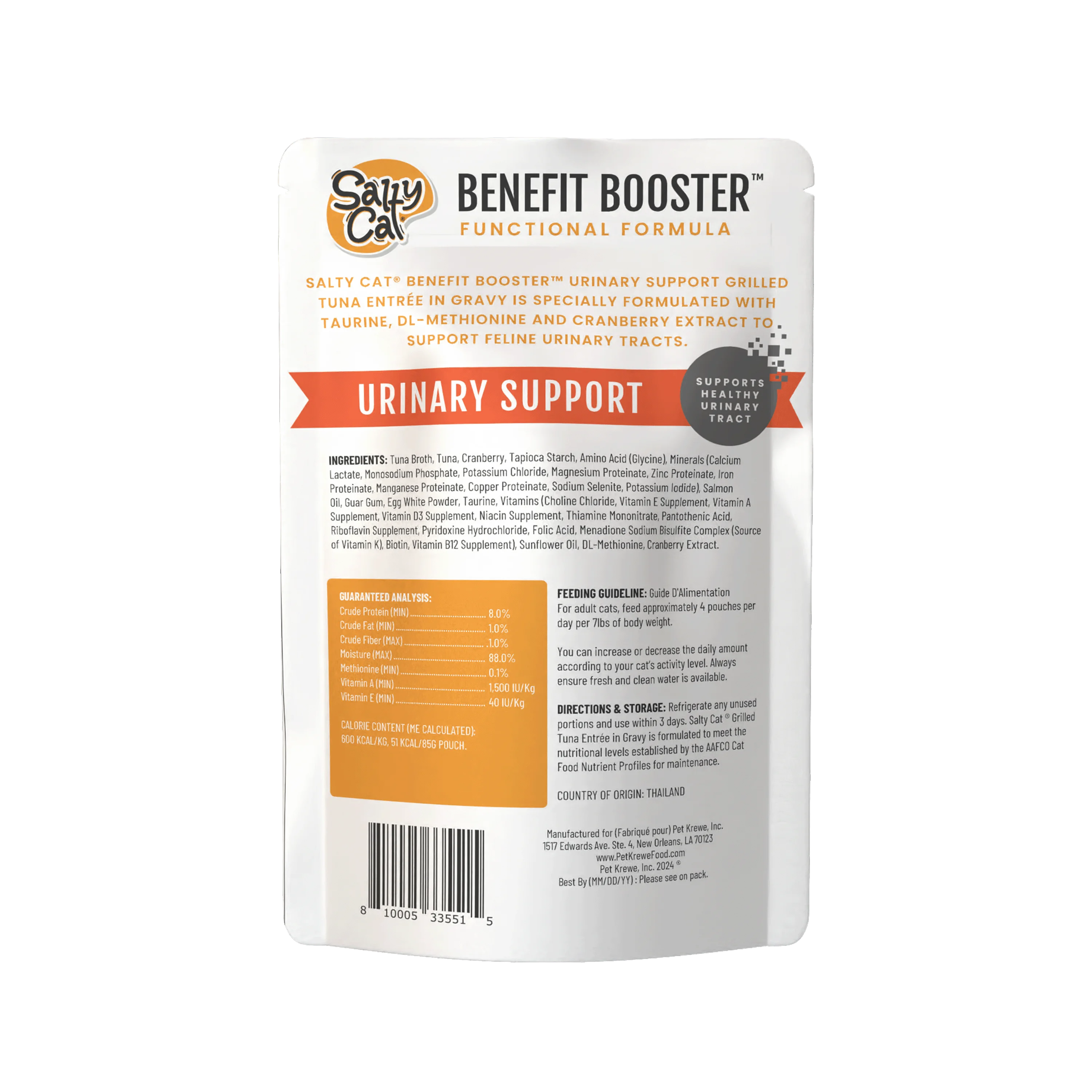 Salty Cat Benefit Booster Urinary Support Grilled Tuna Entrée in Gravy Wet Cat Food, 3 oz. Pouch