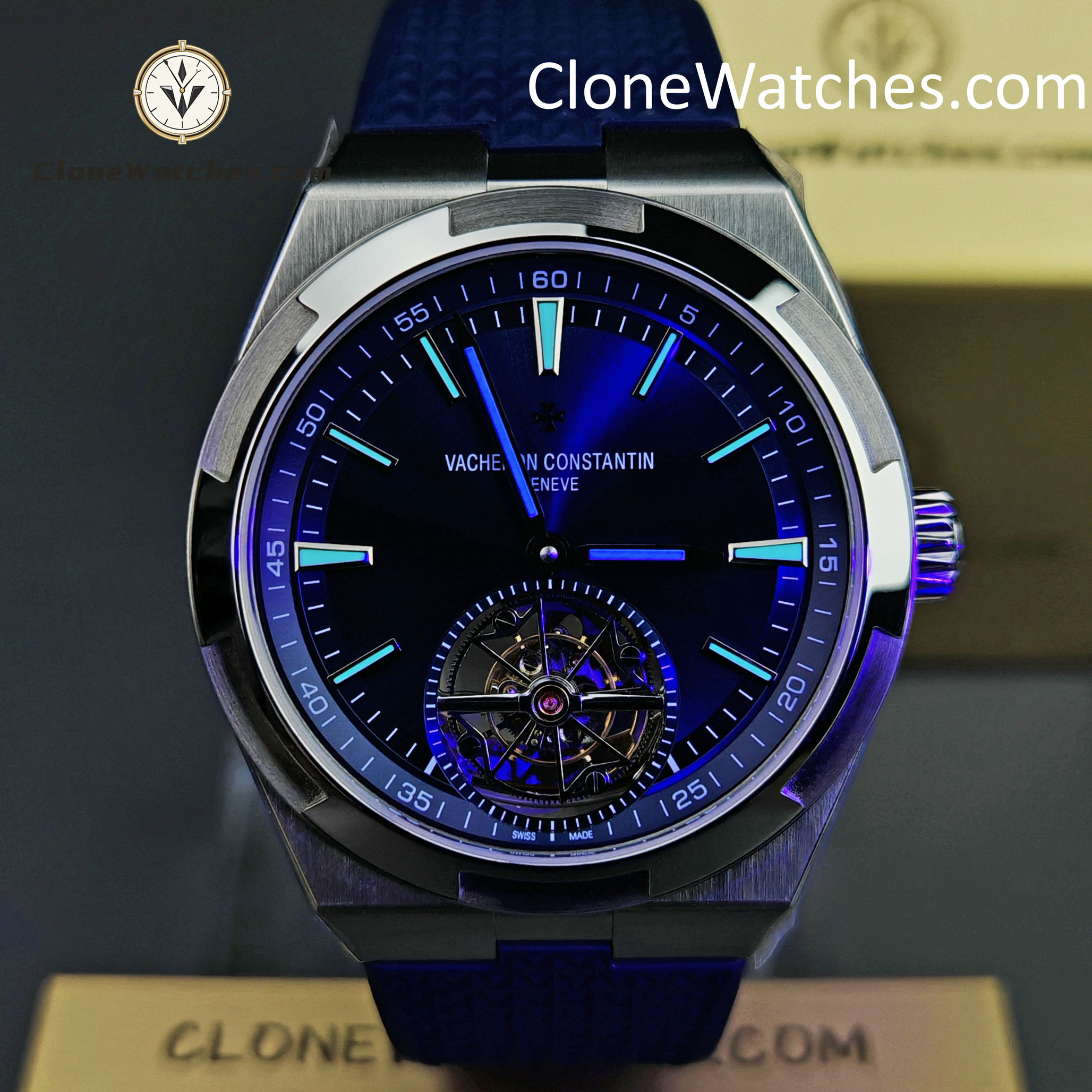 Vacheron Constantin Super Clone Watches 1:1 Overseas Tourbillon 6000V/110A-B544 42.5MM Rubber Strap