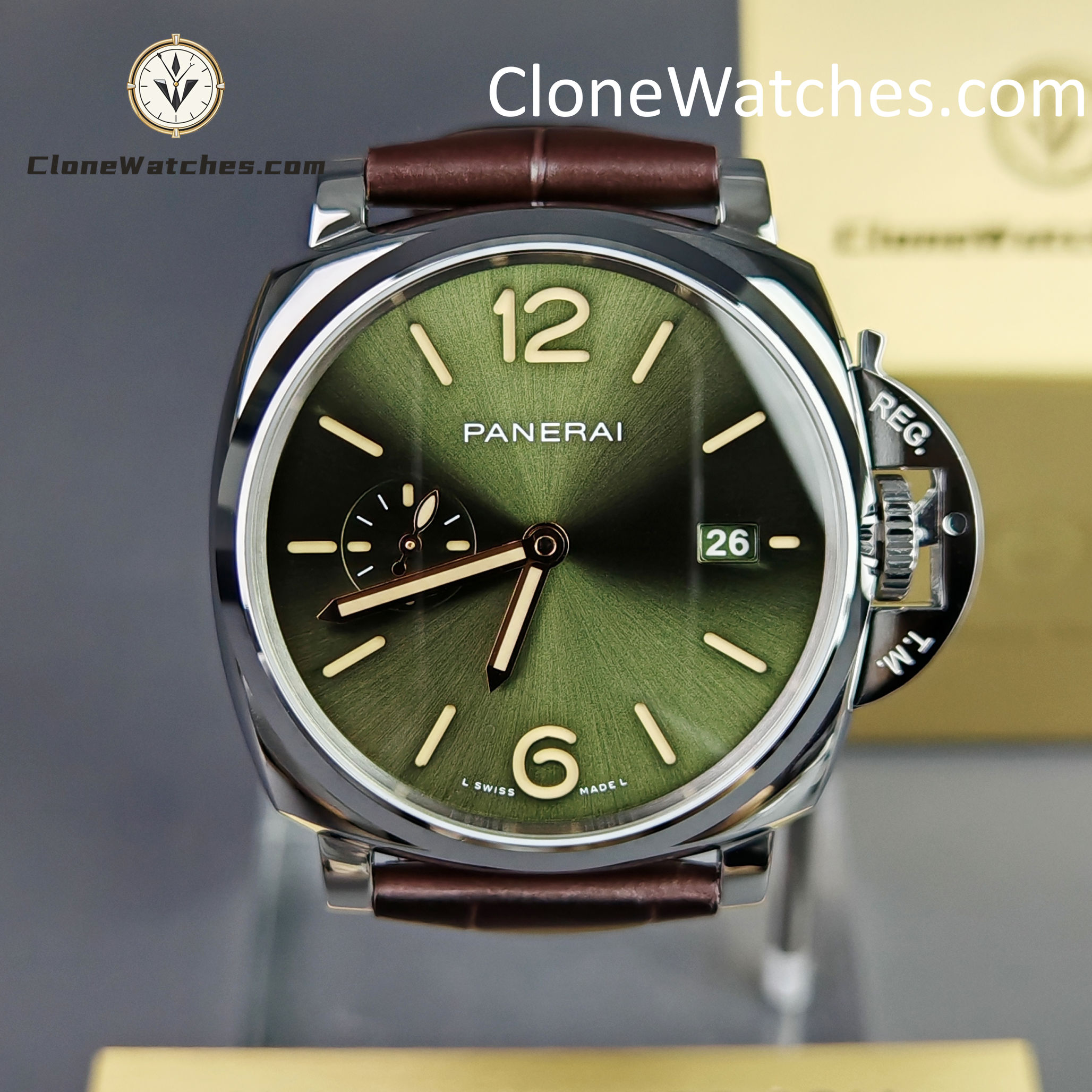 Panerai Super Clone Watches 1:1 Luminor Due PlatinumtechTM PAM01329 Green Dial
