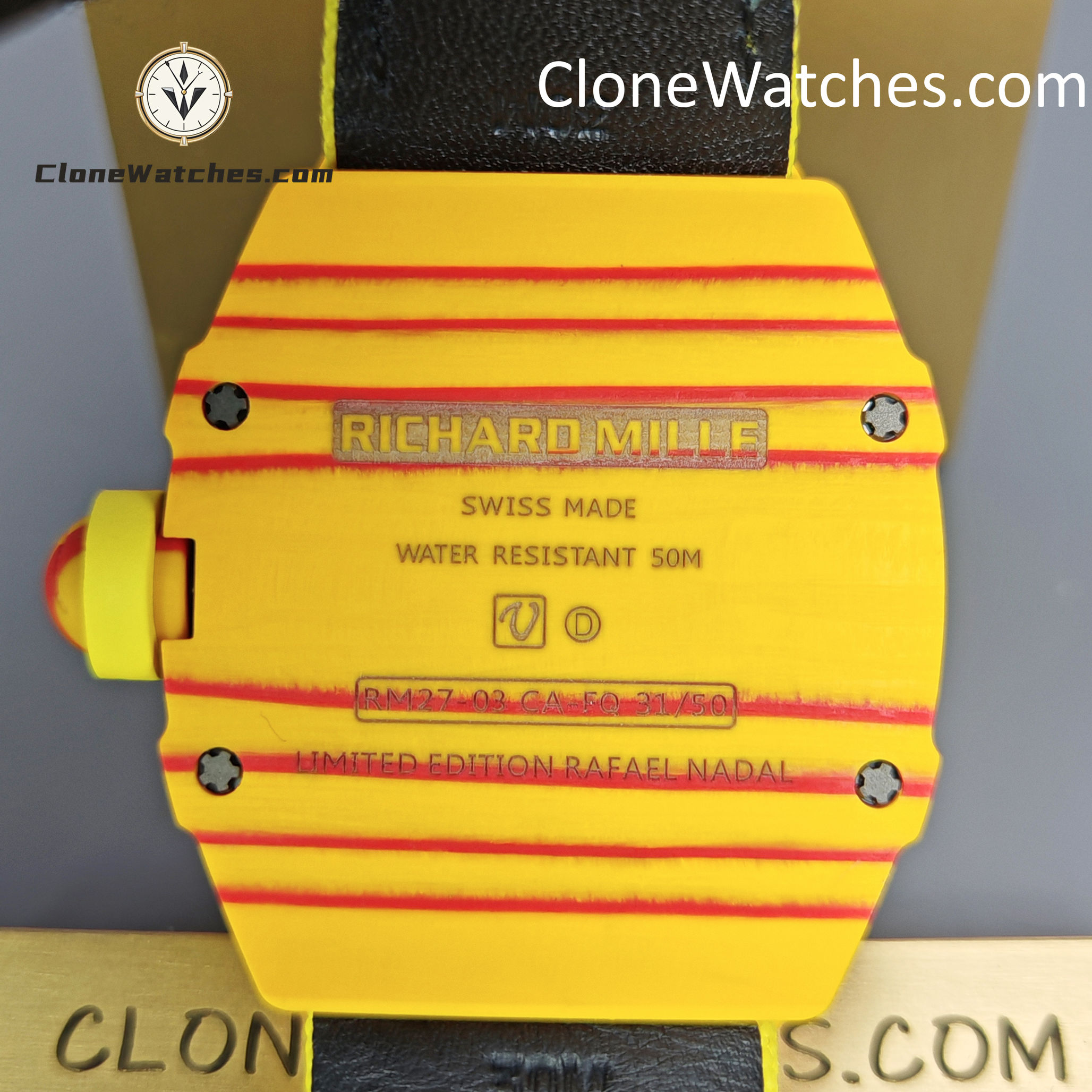 Richard Mille Super Clone Watches 1:1 RM 027 – 03 Tourbillon Rafael Nadal Yellow Strap