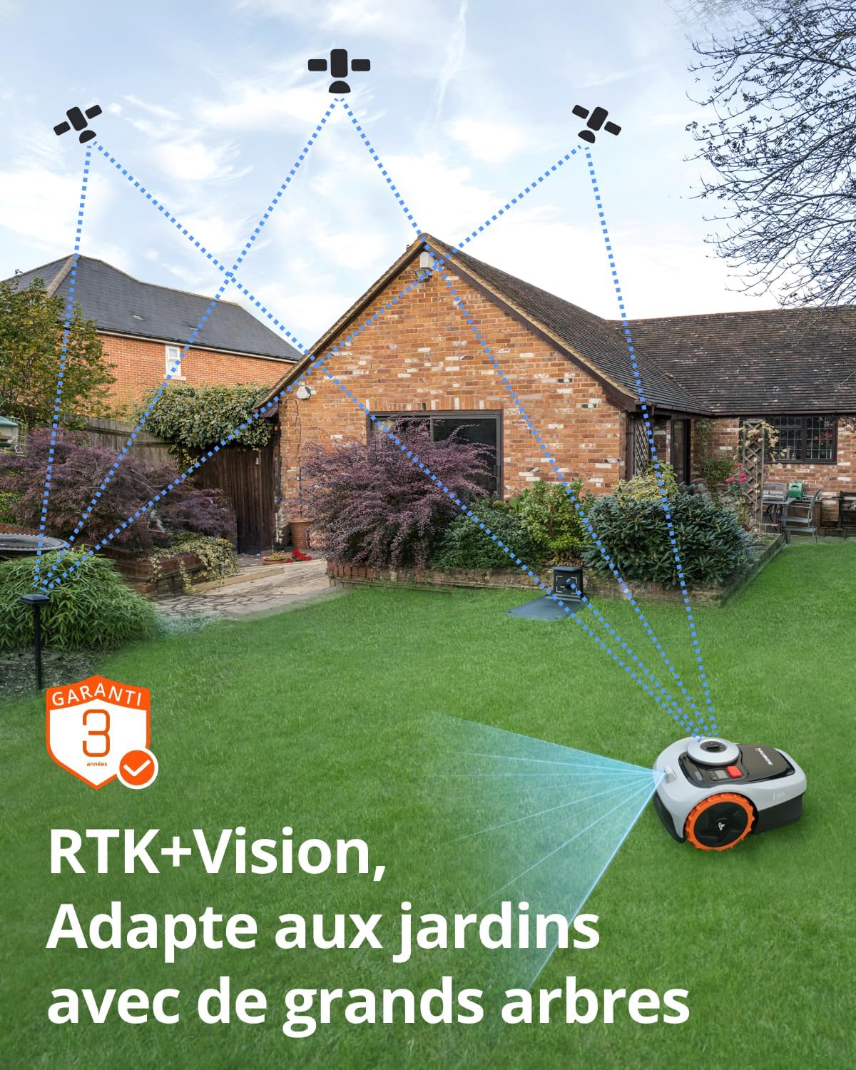 Robot tondeuse Navimow i105E sans fil 500 m² RTK Vision cartographie IA limite virtuelle multizone
