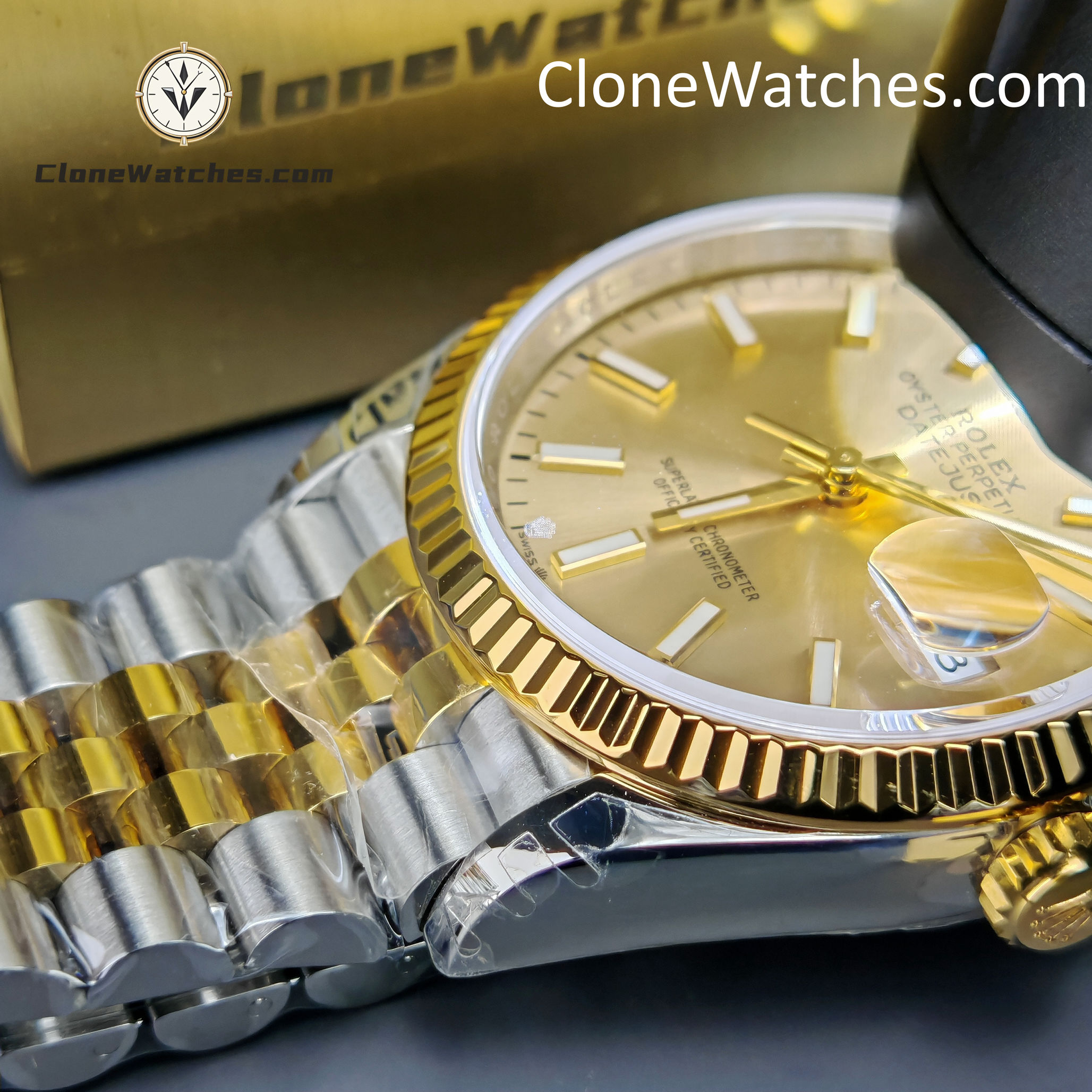 Rolex Super Clone Watches 1:1 DateJust Gold Dial m126233-0015 Jubilee 36MM 3235 Movement