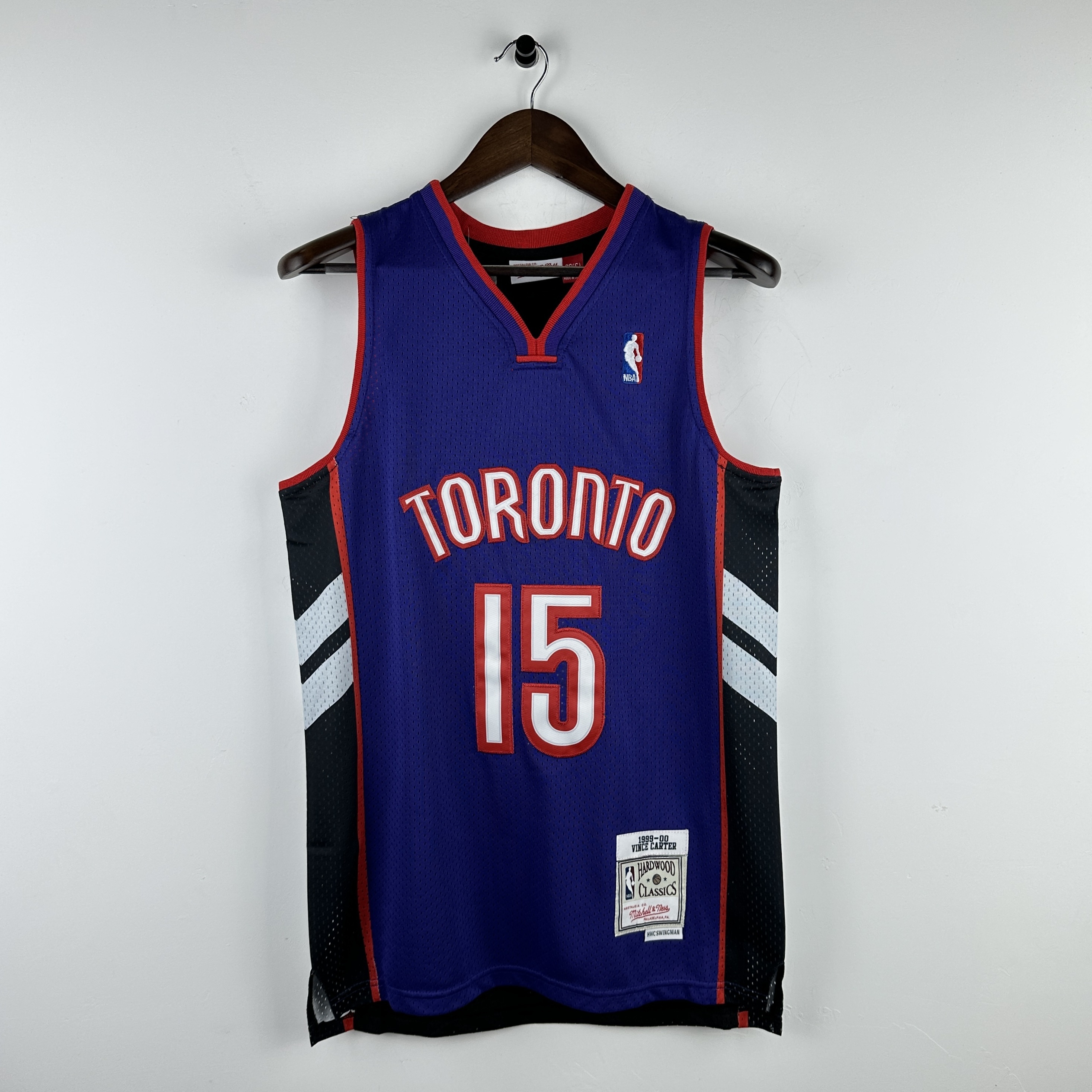 Embroidered MN retro jersey, Raptors 99/00 season, black and purple, No. 15, Carter