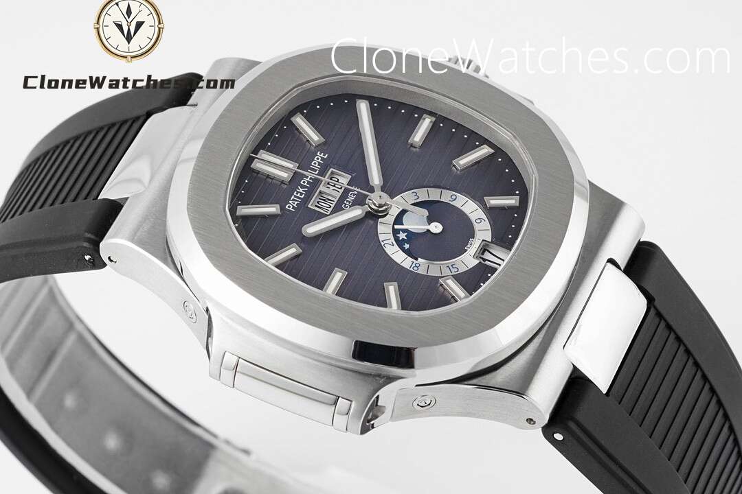 Patek Philippe Super Clone Watches 1:1 Nautilus 5726 Grey Dial Black Rubber Strap