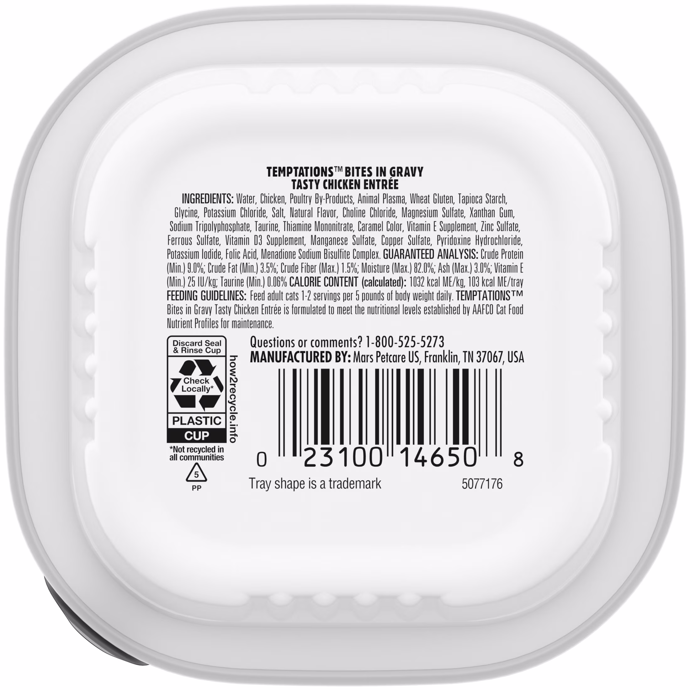 Temptations Tasty Chicken Flavor Bites In Gravy Wet Cat Food For Adult Cats, 3.5 Oz Tray