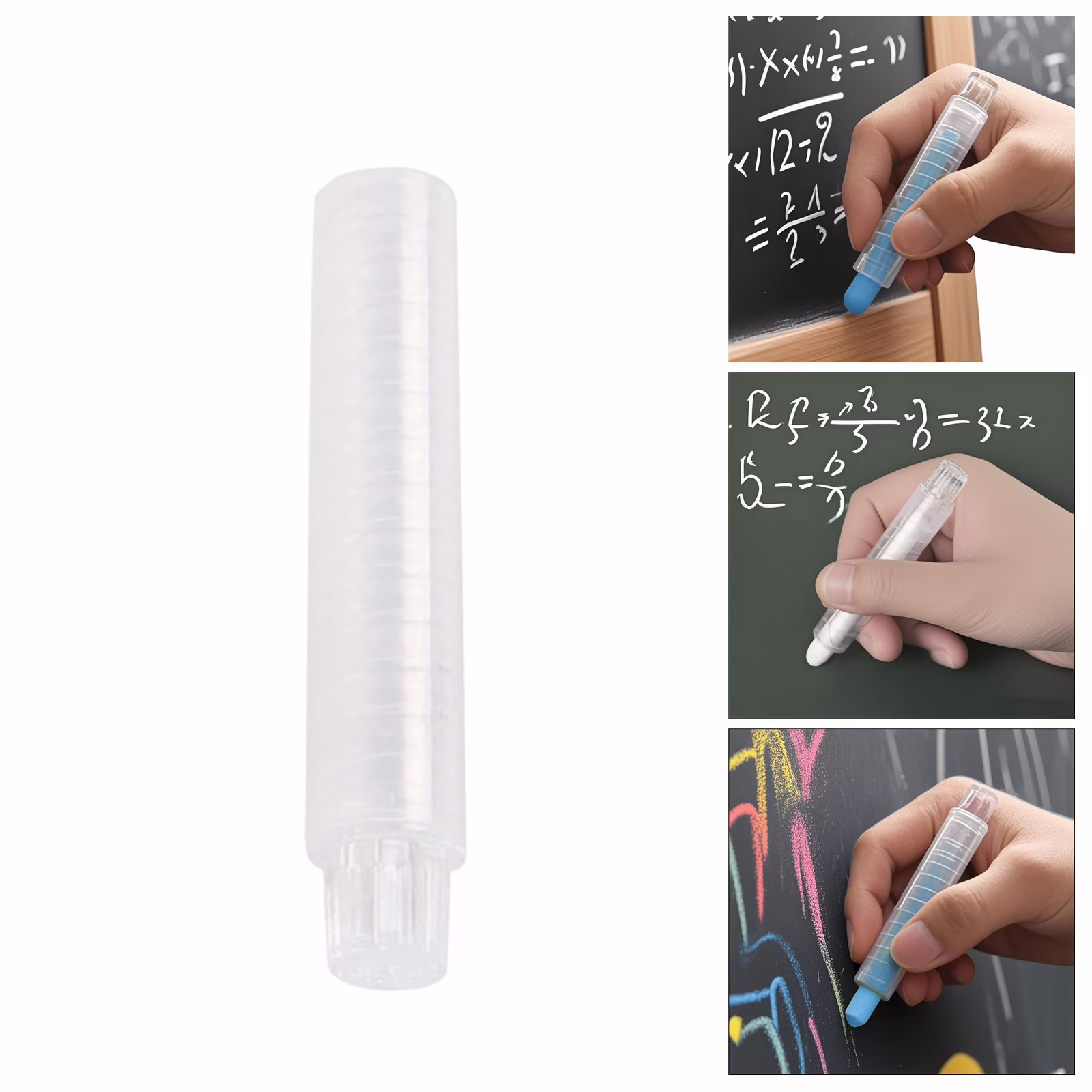 2Pcs Sidewalk Chalk Holder, Railroad Chalk Clip – Plastic Adjustable Holder for Teachers, Classroom