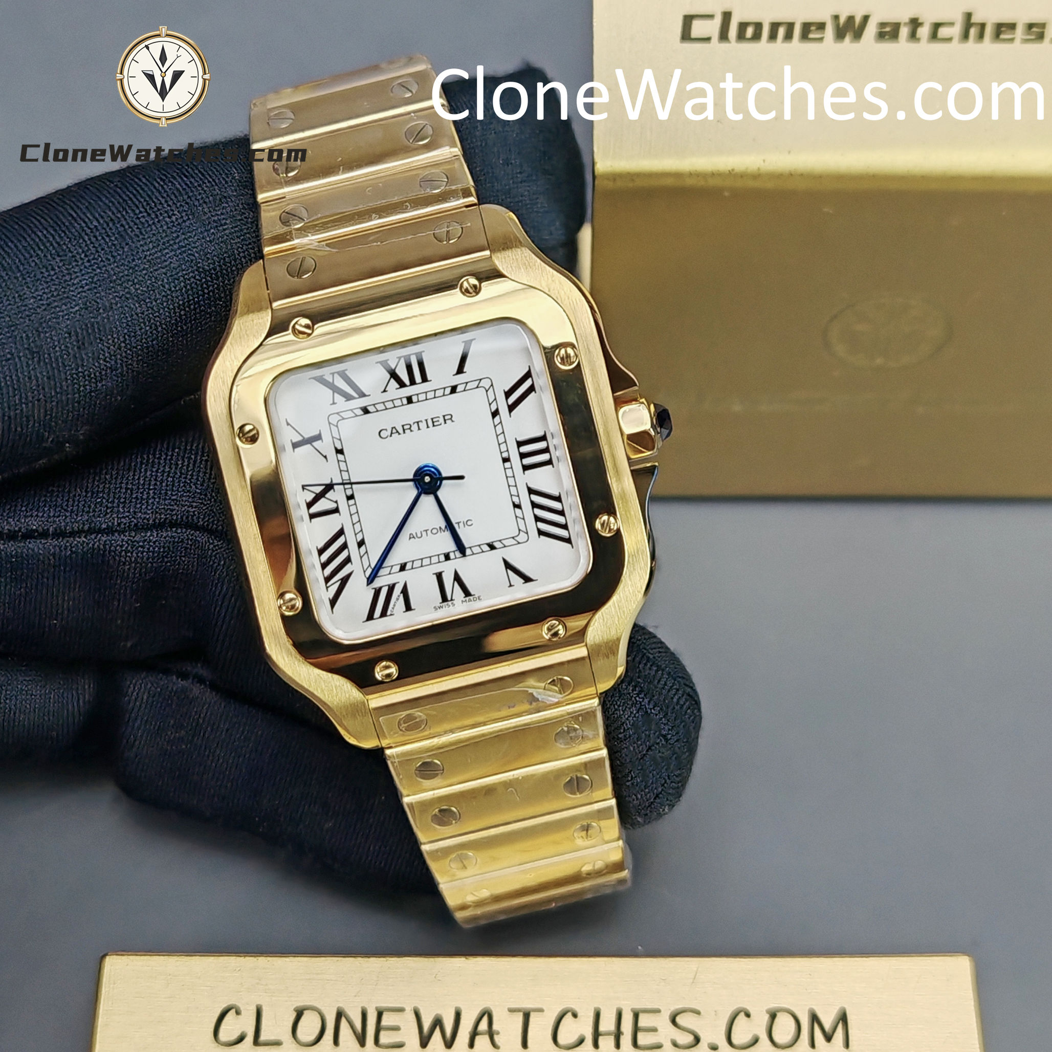 Cartier Super Clone Watches 1:1 Santos White Dial 35.1MM WGSA0030