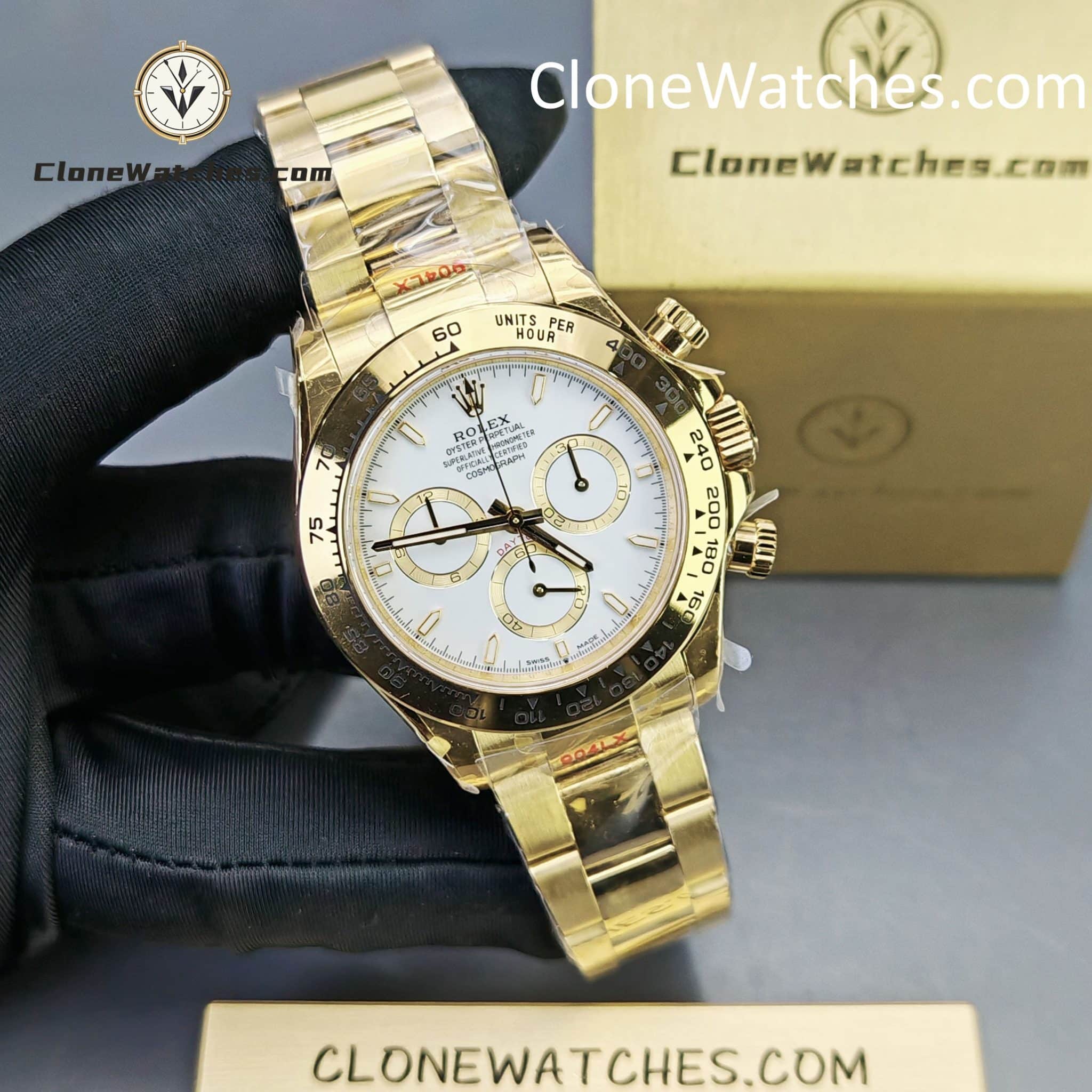 Rolex Super Clone Watches 1:1 Daytona 18K Gold White Dial M126508-0001 4131