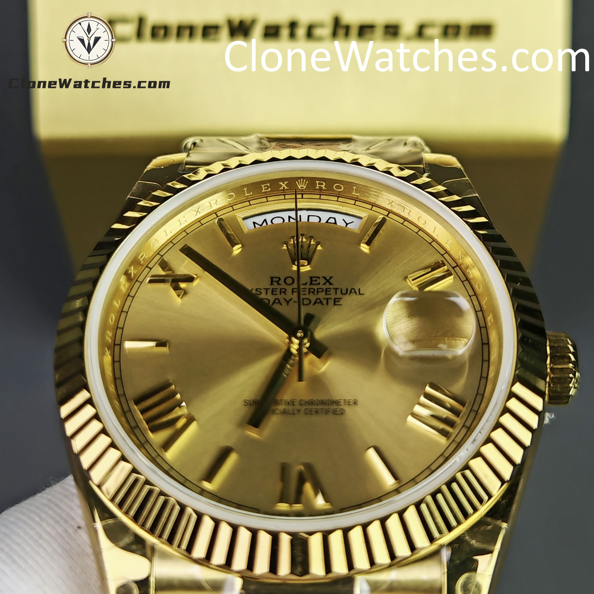Rolex Super Clone Watches 1:1 Day Date 18K Gold 40mm M228238-0006 3255 Movement