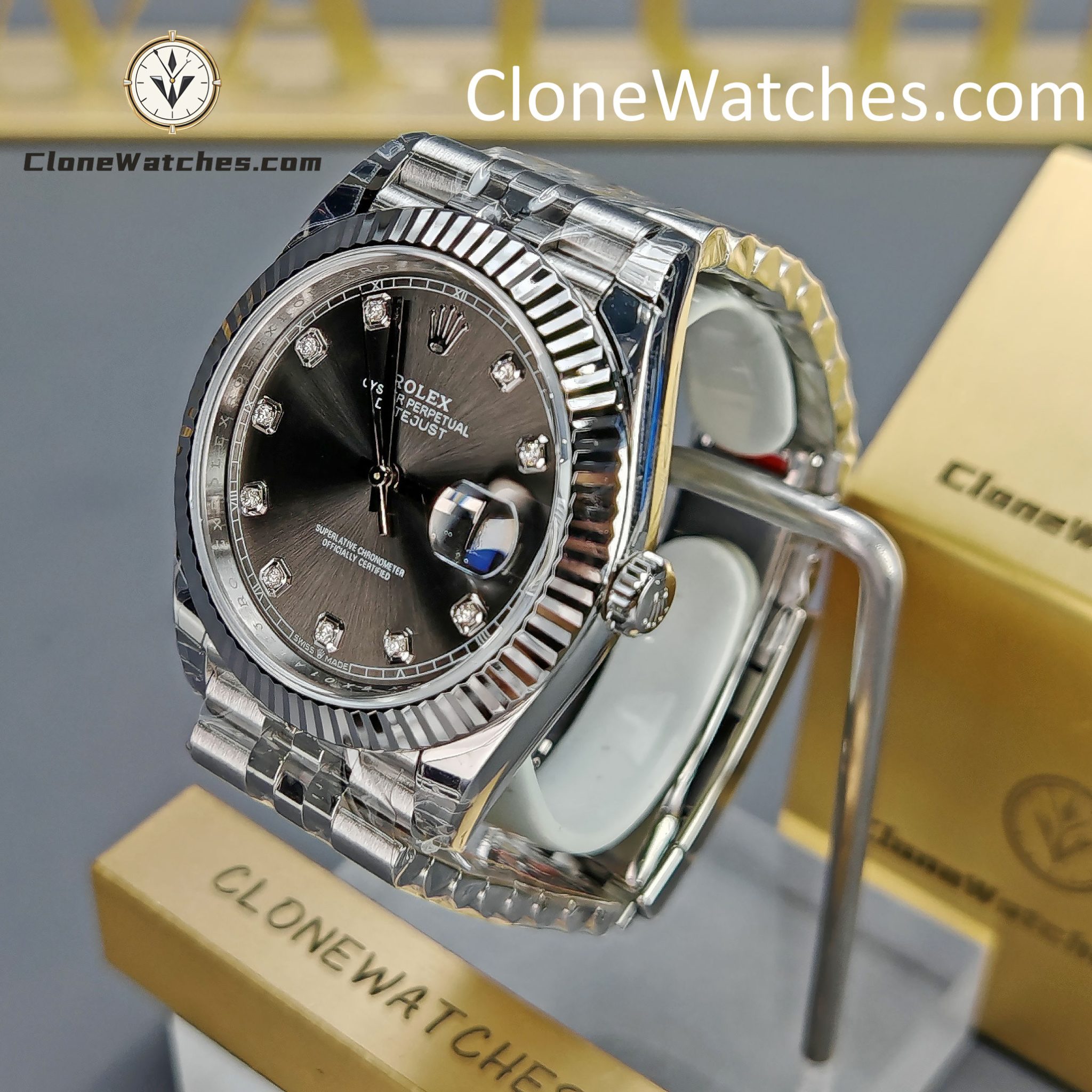 Rolex Super Clone Watches 1:1 DateJust Grey Diamond Jubilee 41MM m126334-0006 3235 Movement