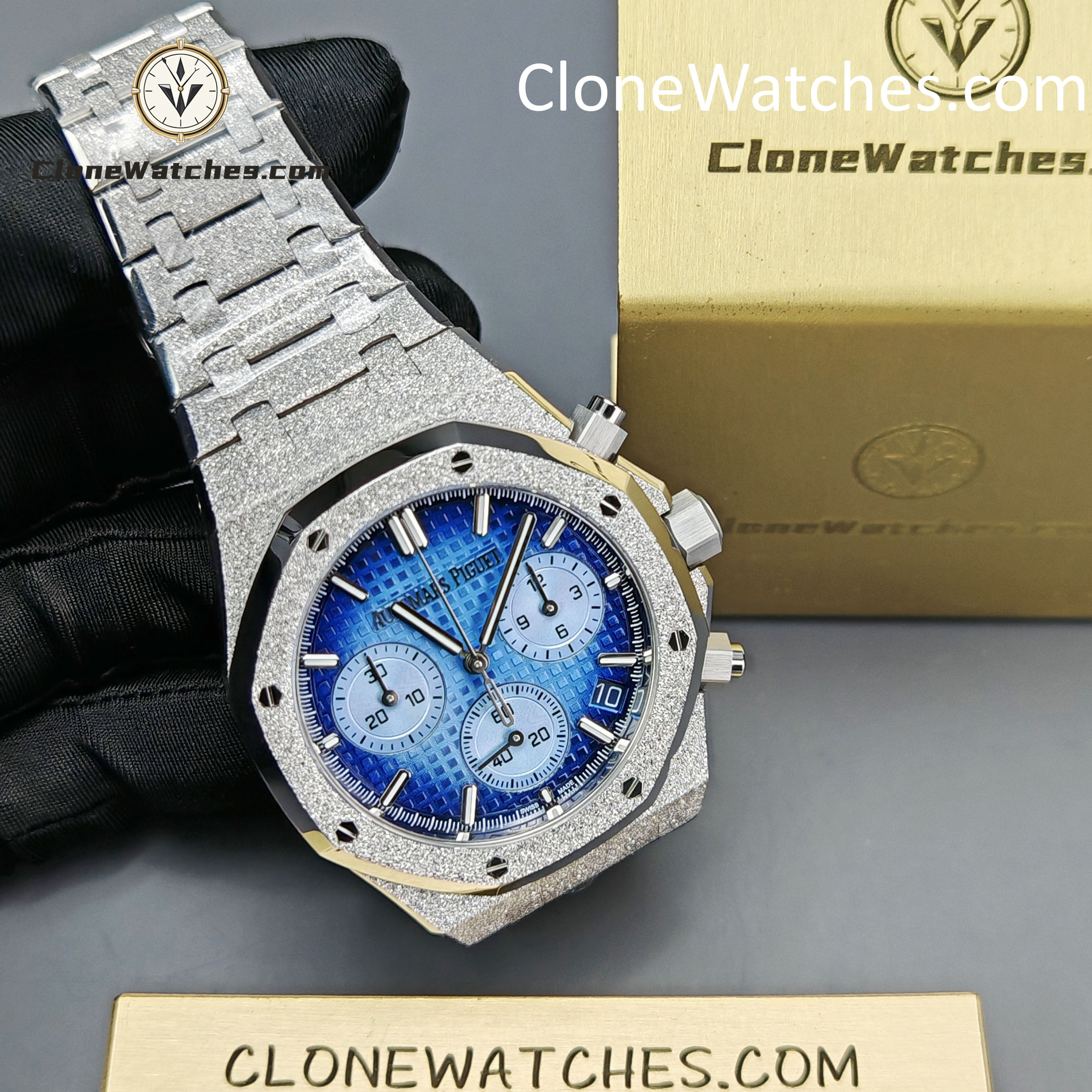 Audemars Piguet Super Clone Watches 1:1 Royal Oak Smoky Blue Dial 26240BA Selfwinding Chronograph