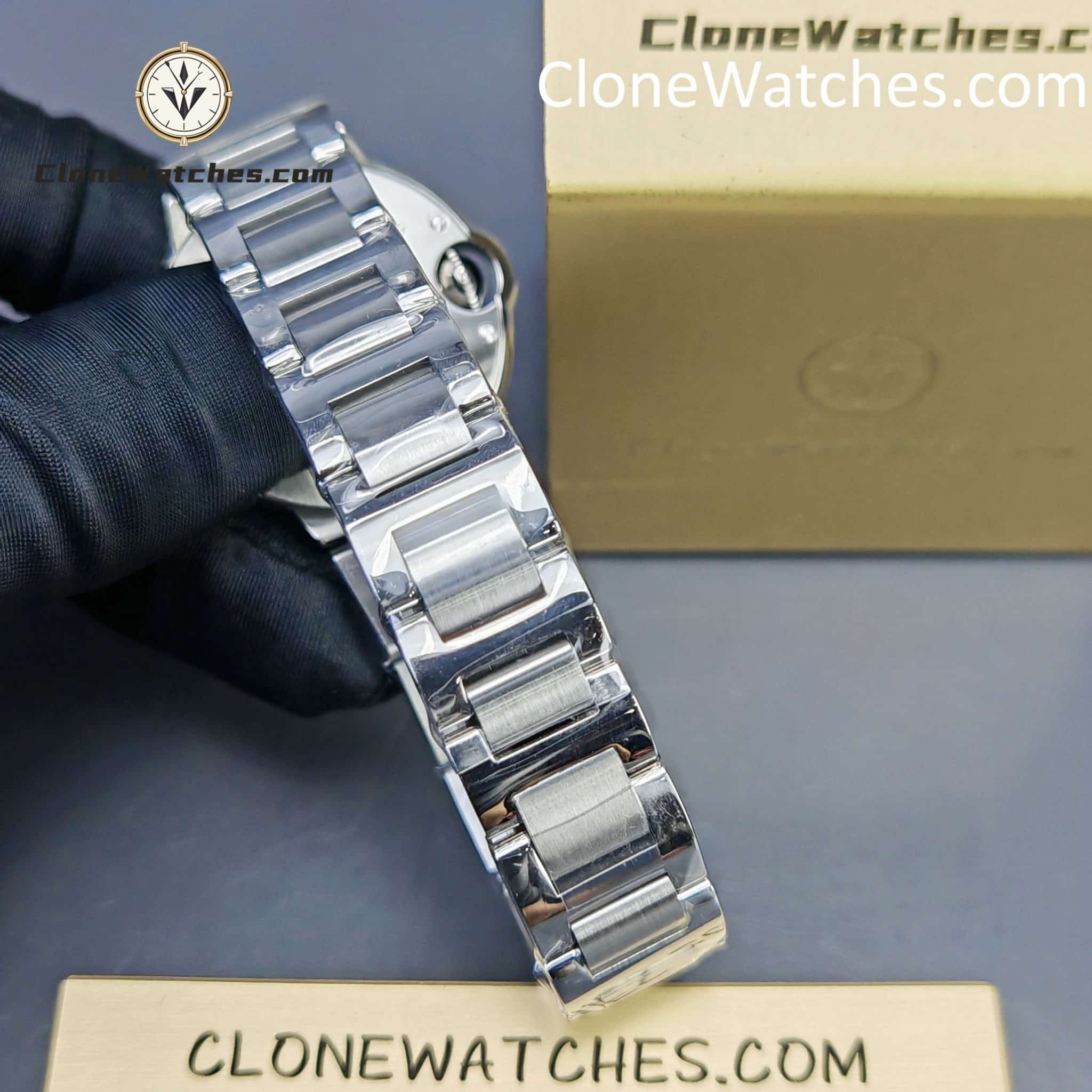 Cartier Super Clone Watches 1:1 Ballon Bleu de W4BB0024 Silver Dial Diamond Bezel 33mm