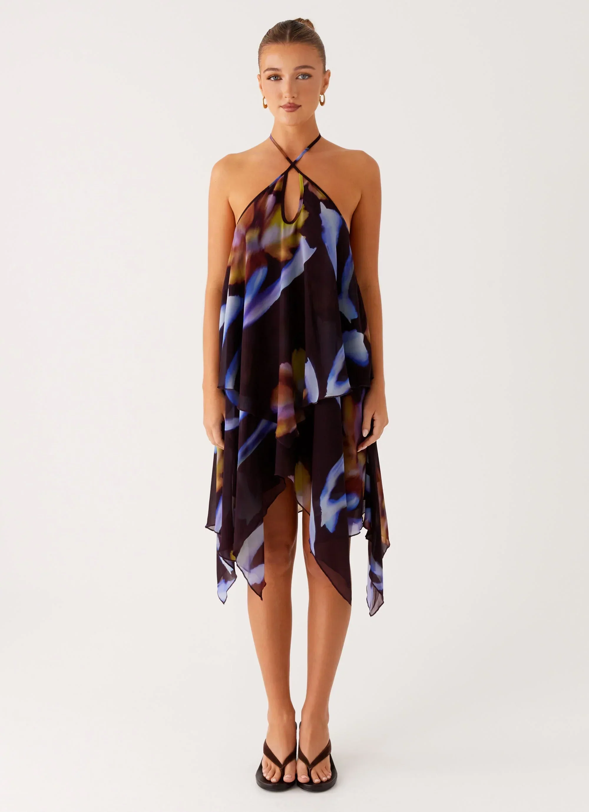 Verbena Midi Dress - Dark Floral