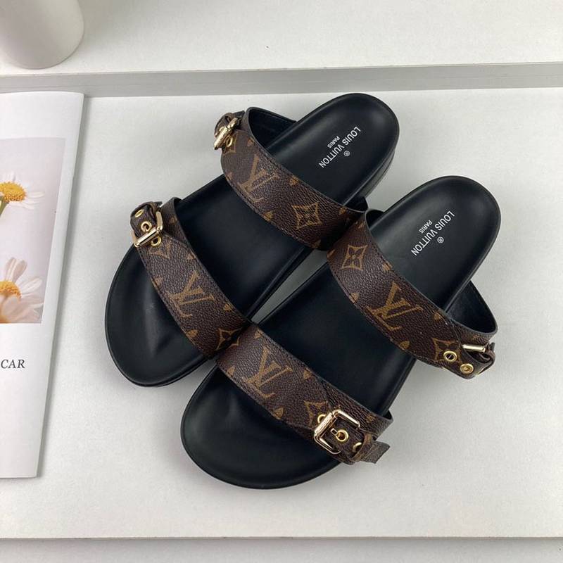 Louis Vuitton LV Bom Dia Flap Mule Leather Slide Sandals