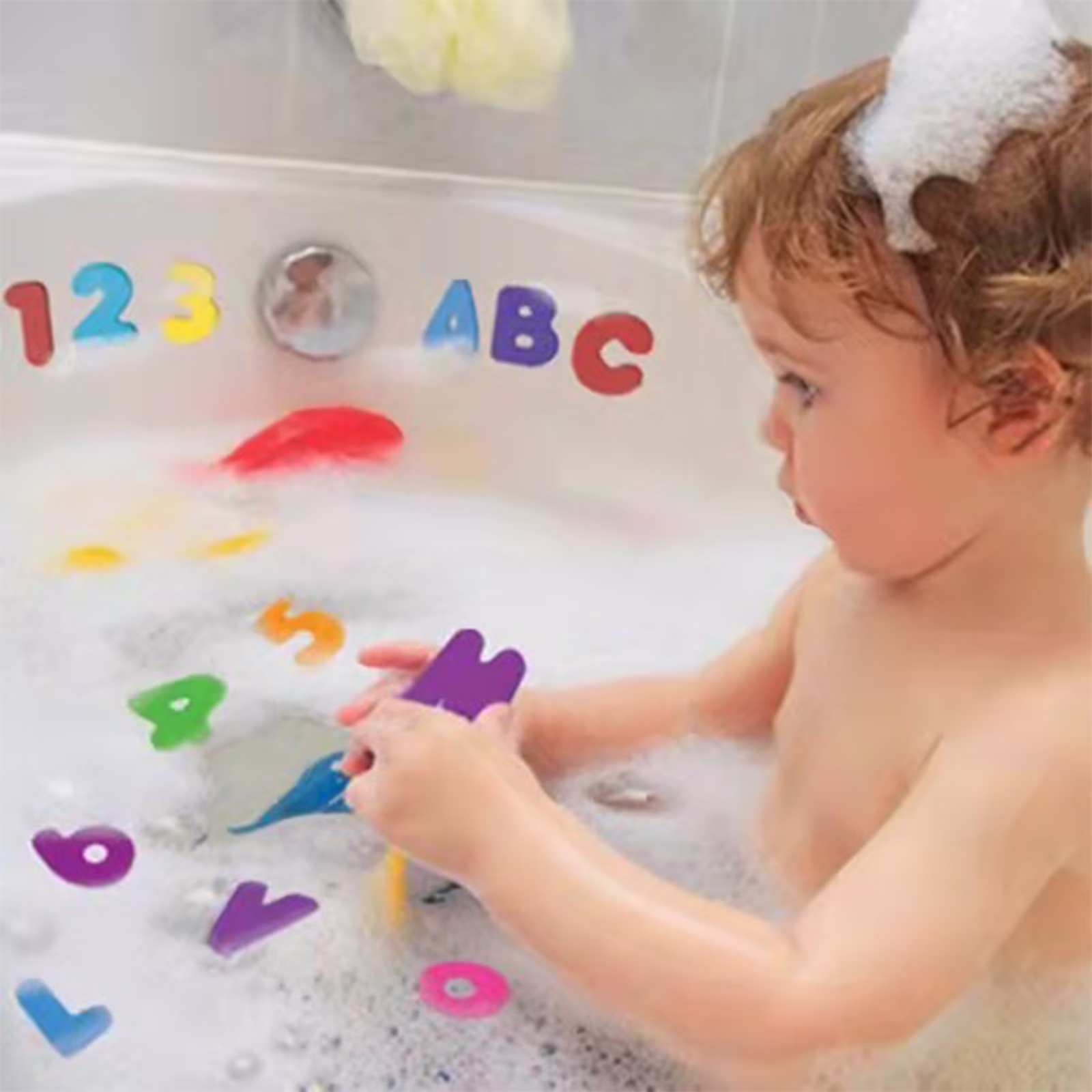 Gqtwoy 36 PCS Floating Alphabet and Numbers Foam EVA Wall Stickers for Baby Bath Time – Waterproof Learning Toys for Infants – Fun Educational Cognition Game for Toddlers – Easy to Stick