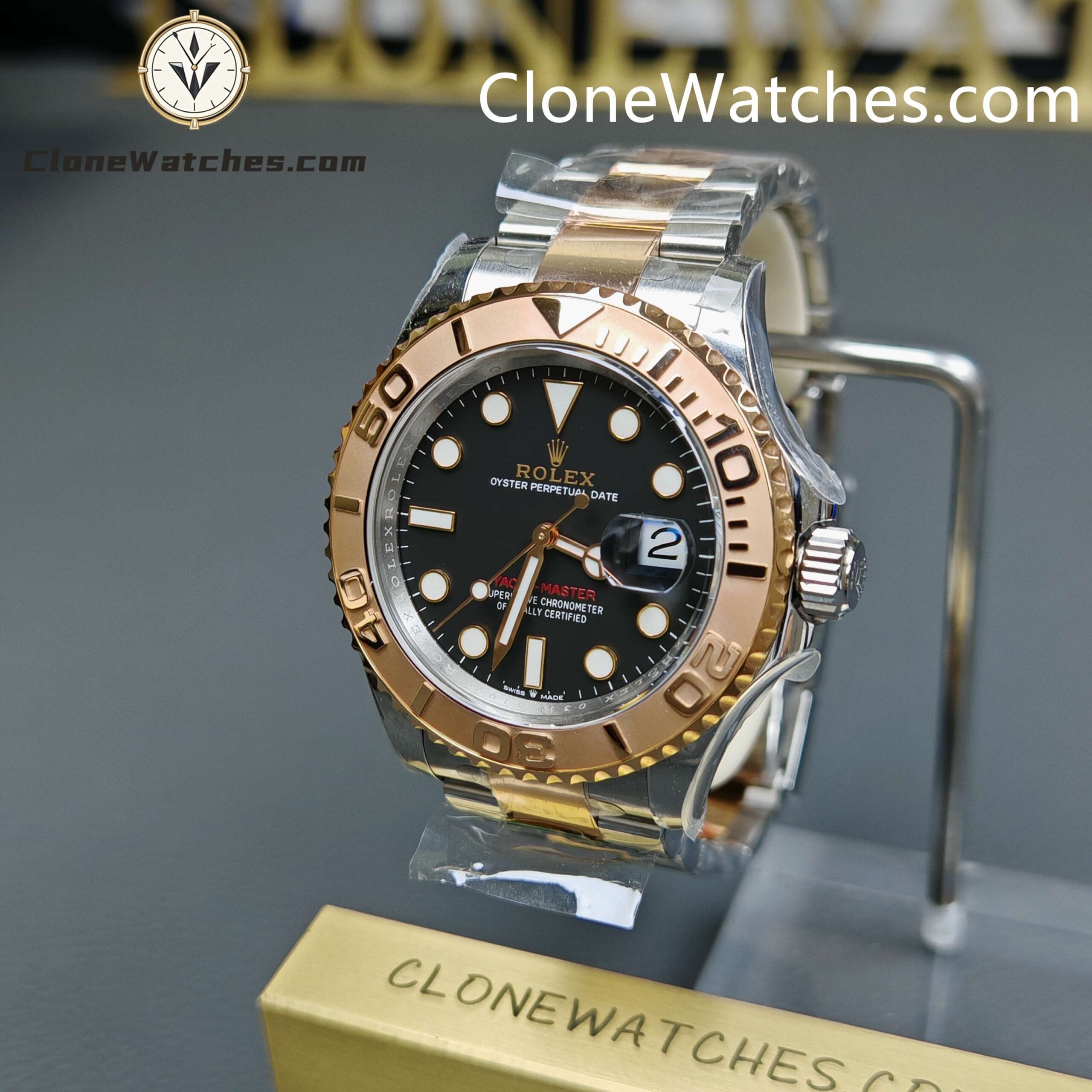 Rolex Super Clone Watches 1:1 Yacht Master Rose Gold Black Dial M126621-0002 3235 Movement