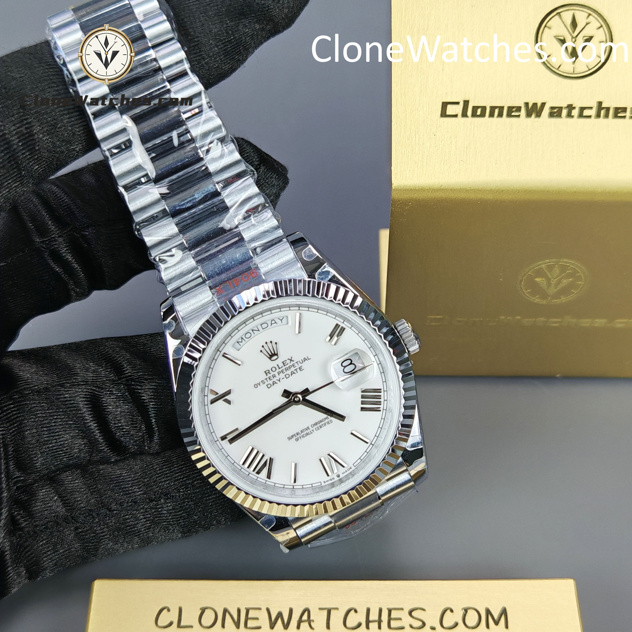 Rolex Super Clone Watches 1:1 Day Date White Dial 40mm m228239-0046 3255 Movement