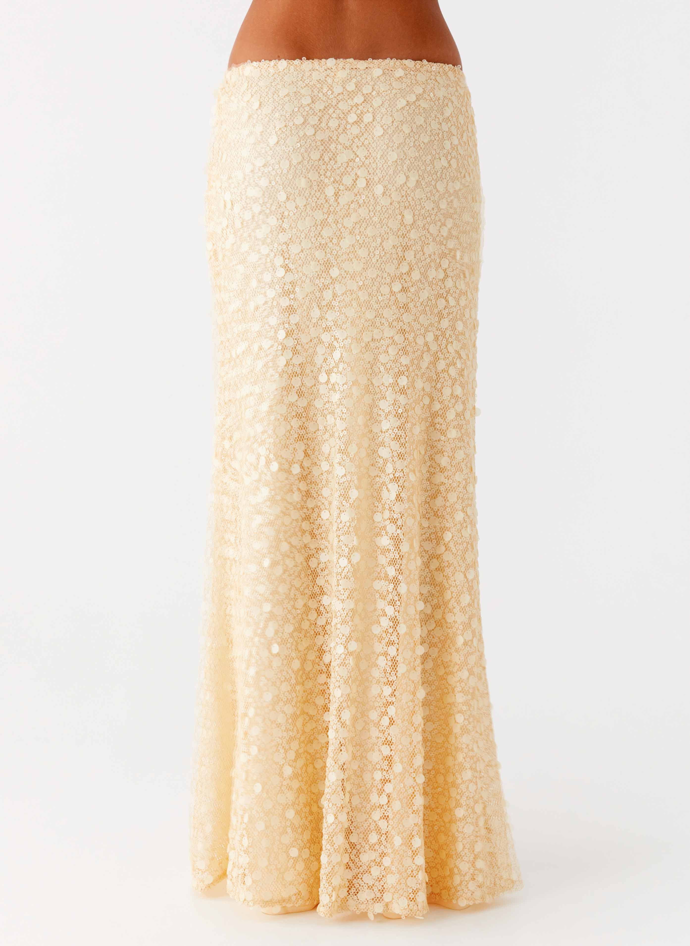 Honestly Sequin Maxi Skirt - Yellow