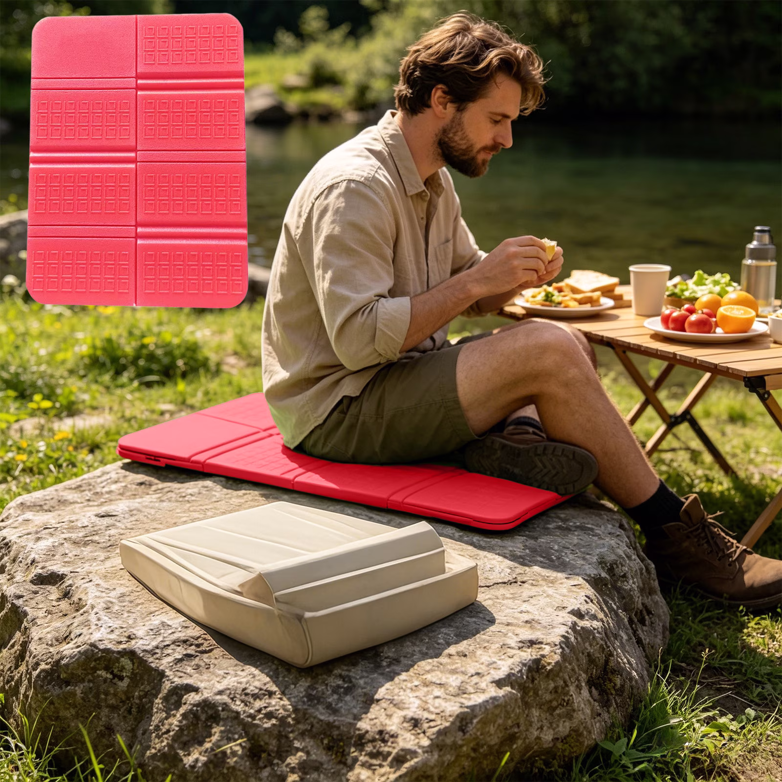 Foldable Seat Cushion, Portable Foam Sitting Pad for Camping, Hiking, Picnic, Stadium, and Travel